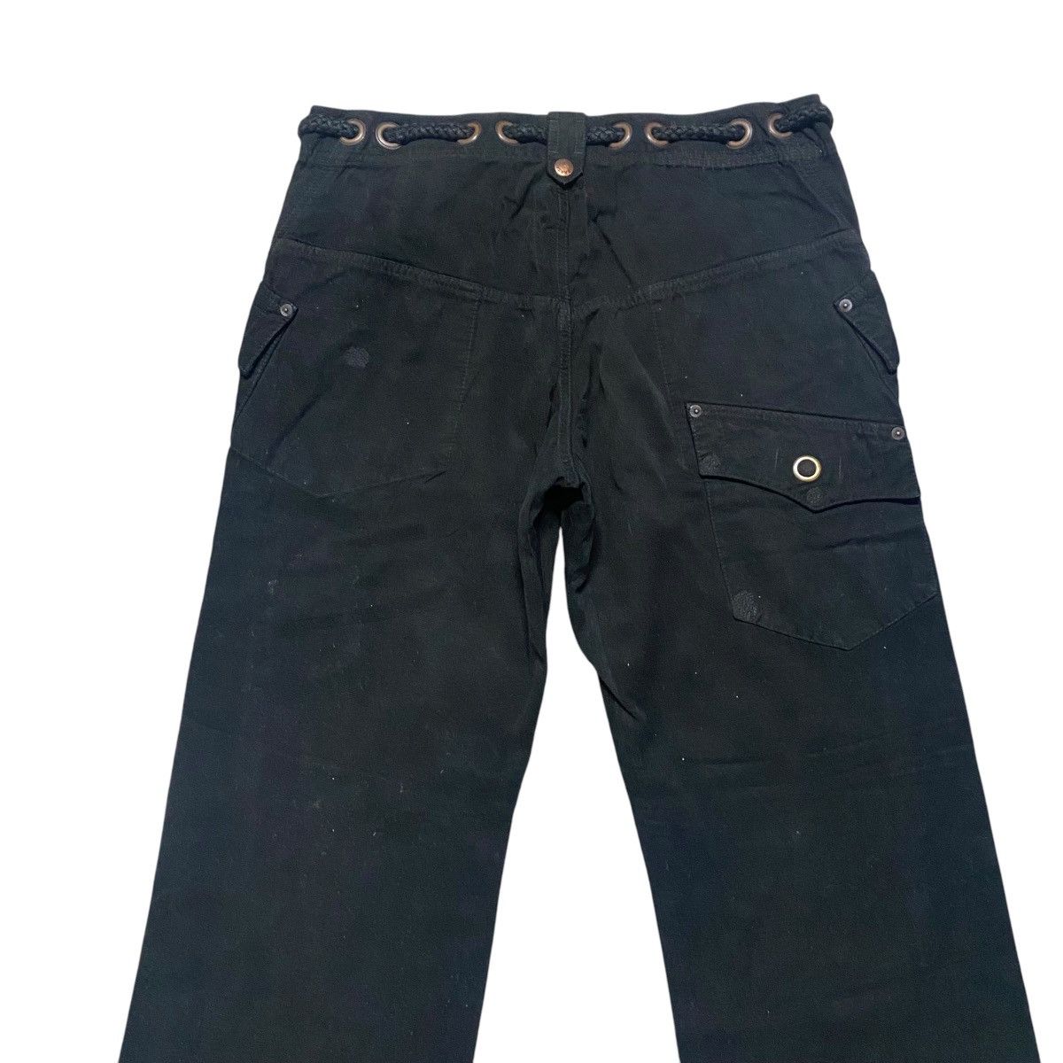 Japanese Brand Japanese Brand Bartack Black Cargo Pants Drawstring Size US 33 - 9 Thumbnail