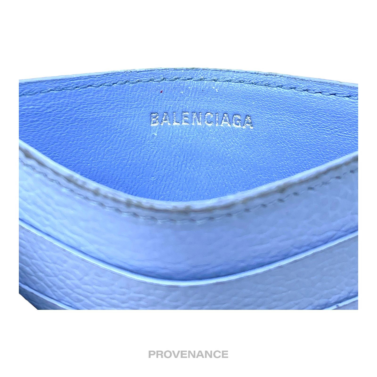Balenciaga 🔴 Balenciaga Logo Card Holder Wallet - Powder Blue Leather Size ONE SIZE - 8 Thumbnail