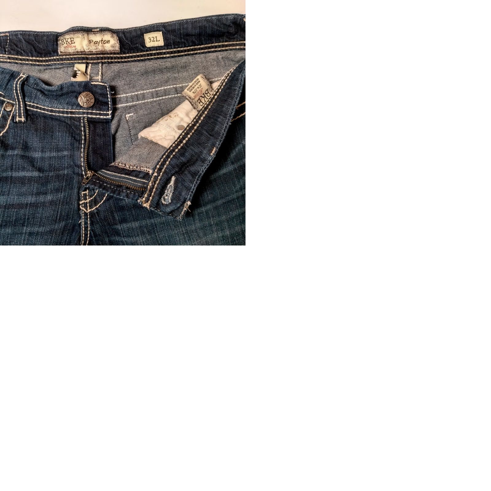 BKE BKE Jeans Woman 32L Denim Bootcut Regular 5-Pocket Blue Whiskering White Stitching Dark Wash Distressed look - Buckle Bke Payton Size 24" / US 00 / IT 34 - 11 Thumbnail
