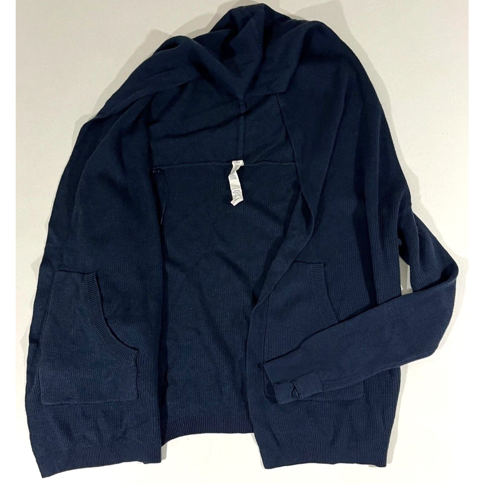 Lululemon VINTAGE Women's Lululemon Knit Wrap Open Front Cardigan Hooded Sweater Navy Sz 2 Size XS / US 0-2 / IT 36-38 - 7 Thumbnail
