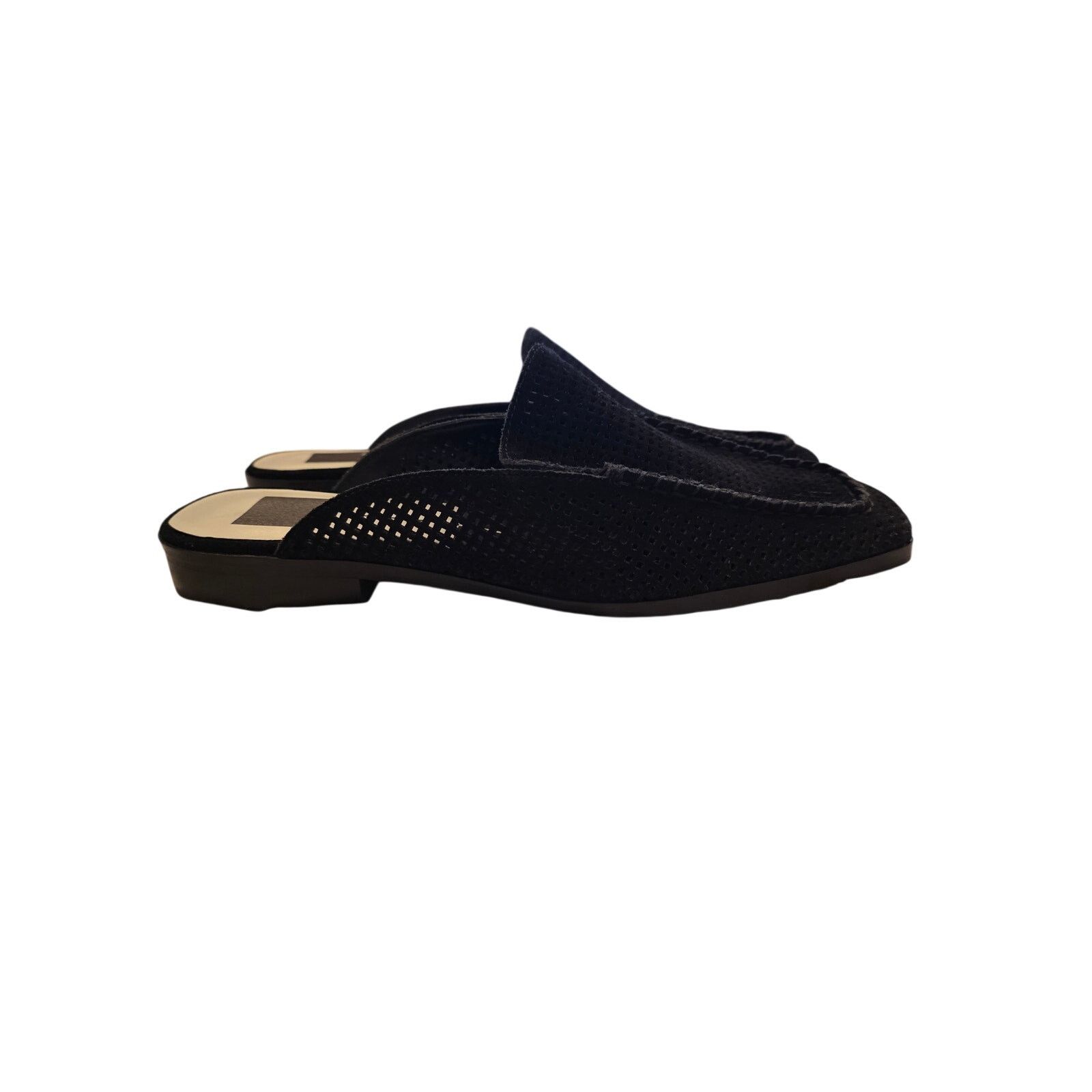 Dolce Vita Dolce Vita Black Suede Perforated Mule Loafers Square Toe Size US 7.5 / IT 37.5 - 6 Thumbnail