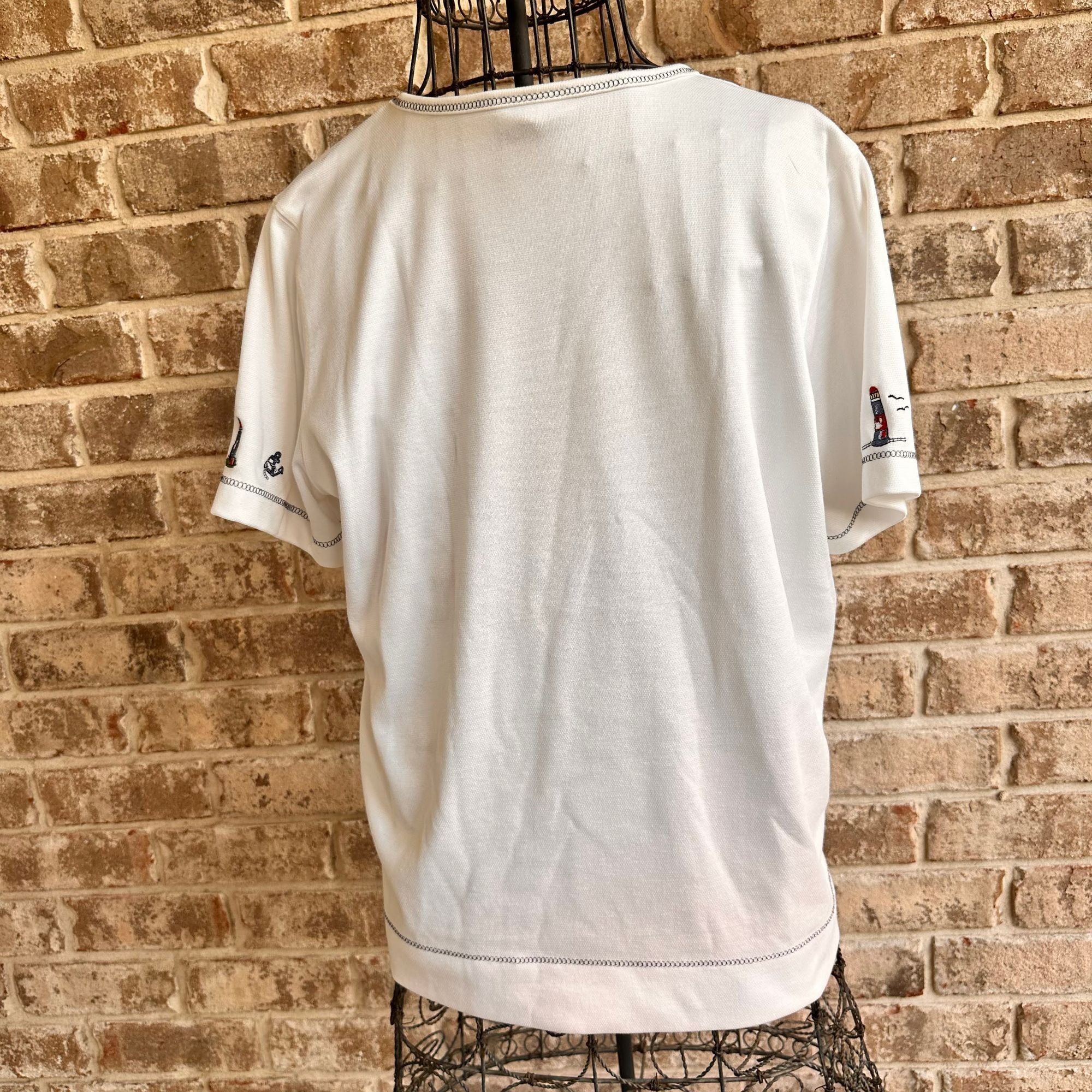 Vintage VTG Bonworth Nautical Top Medium? White LIghthouses Size M / US 6-8 / IT 42-44 - 11 Thumbnail