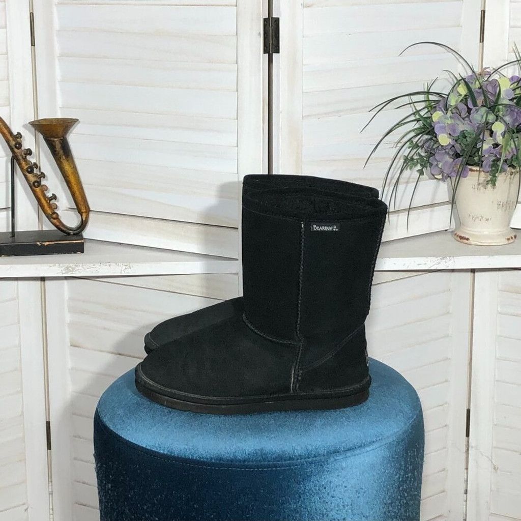 Vintage Bearpaw boots black suede leather wool lining rubber sole 8 Size US 8 / IT 38 - 2 Thumbnail