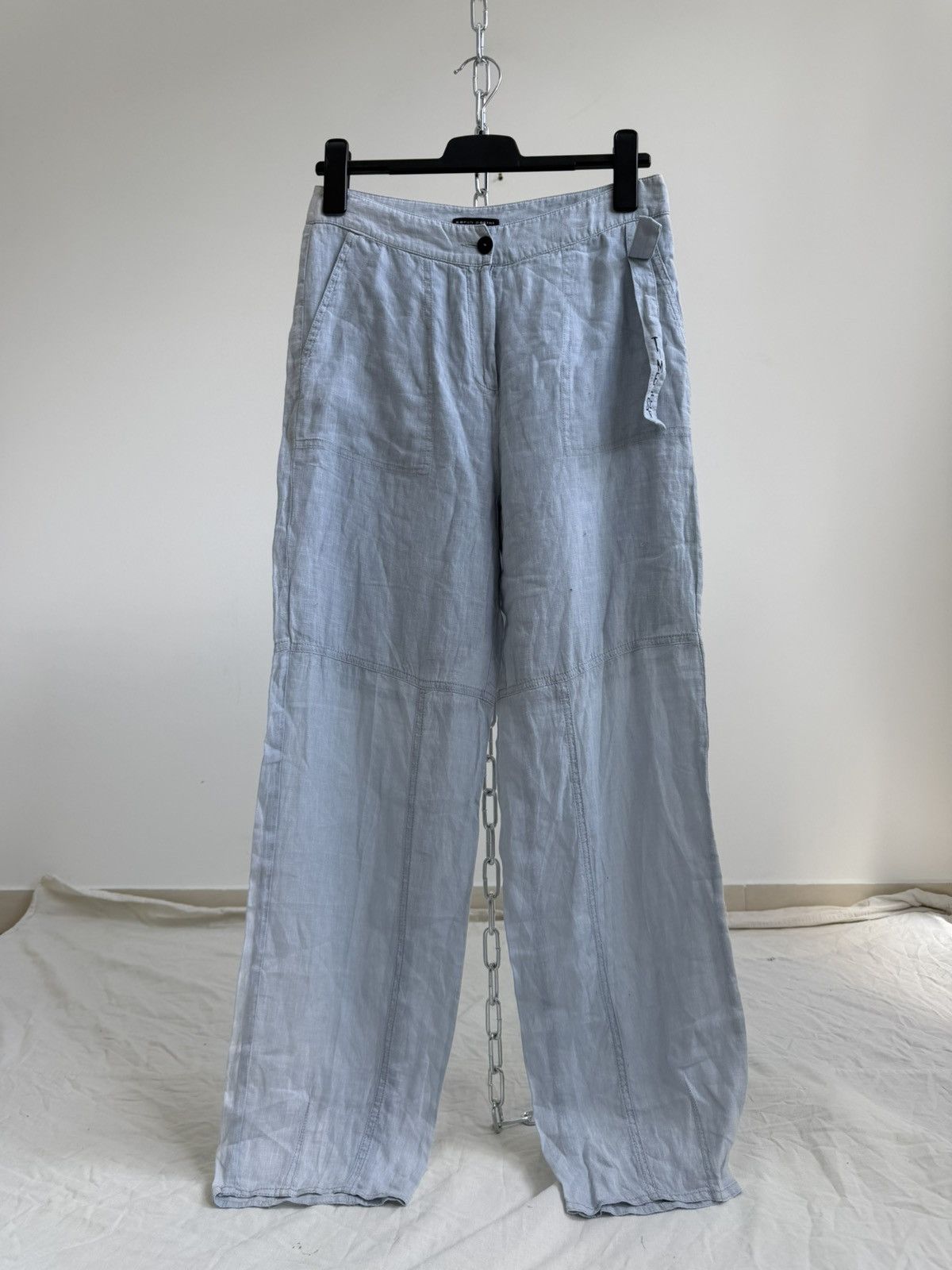 Sarah Pacini Sarah Pacini Womens Linen Strech Pants Trousers Side Zip Size 32" / US 10 / IT 46 - 2 Thumbnail