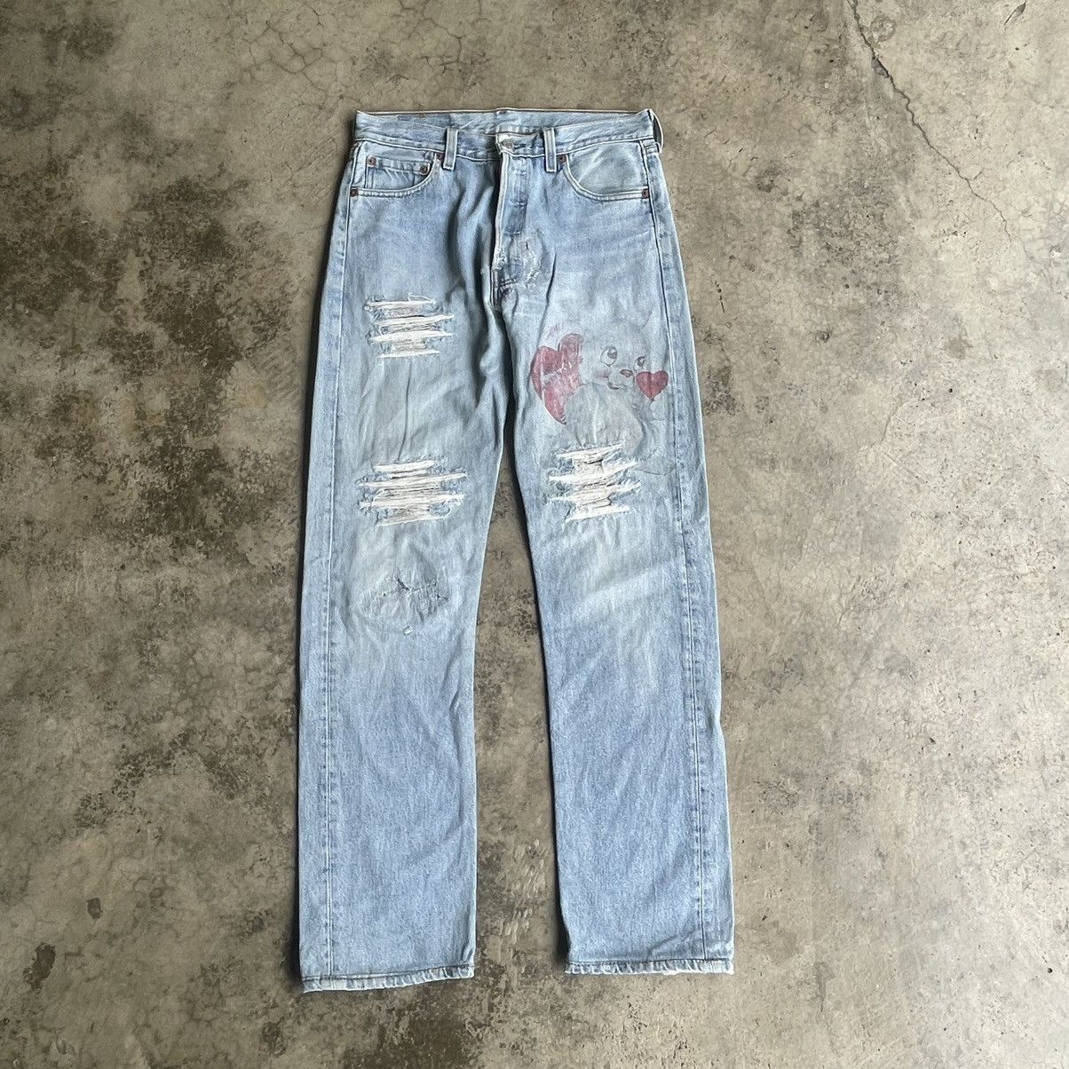 Levi's Vintage Clothing 🔥Vintage Levis 501 Stoned Washed Ripped Distress Denim Jeans Size US 31 - 1 Thumbnail