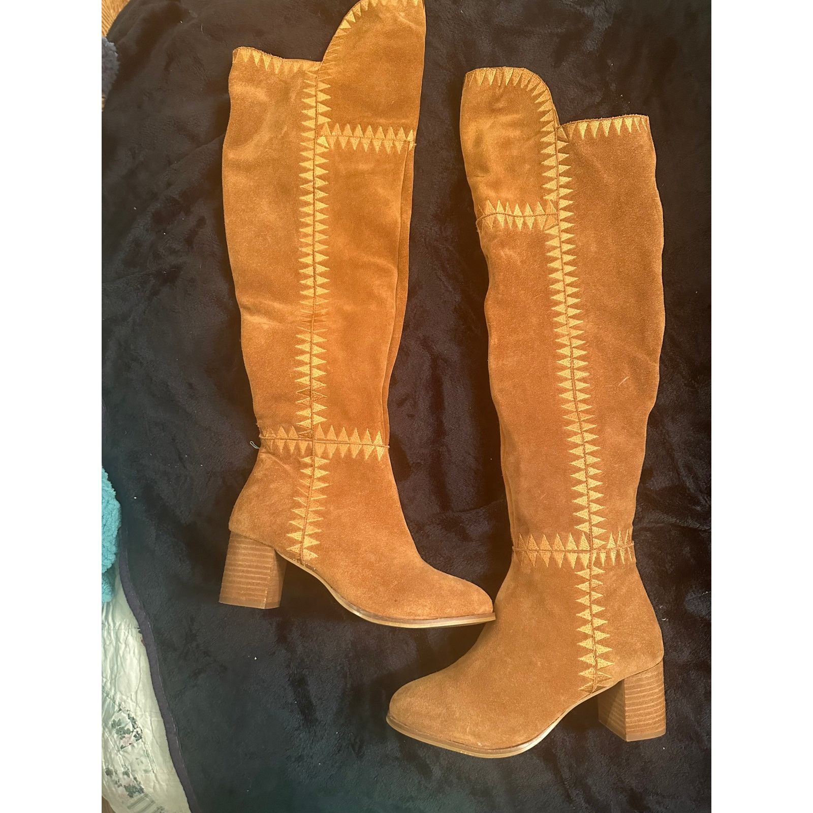 Anthropologie NEW ANTHROPOLOGIE $265 EMBROIDERED SUEDE OVER THE KNEE BOOTS Size US 8 / IT 38 - 3 Thumbnail