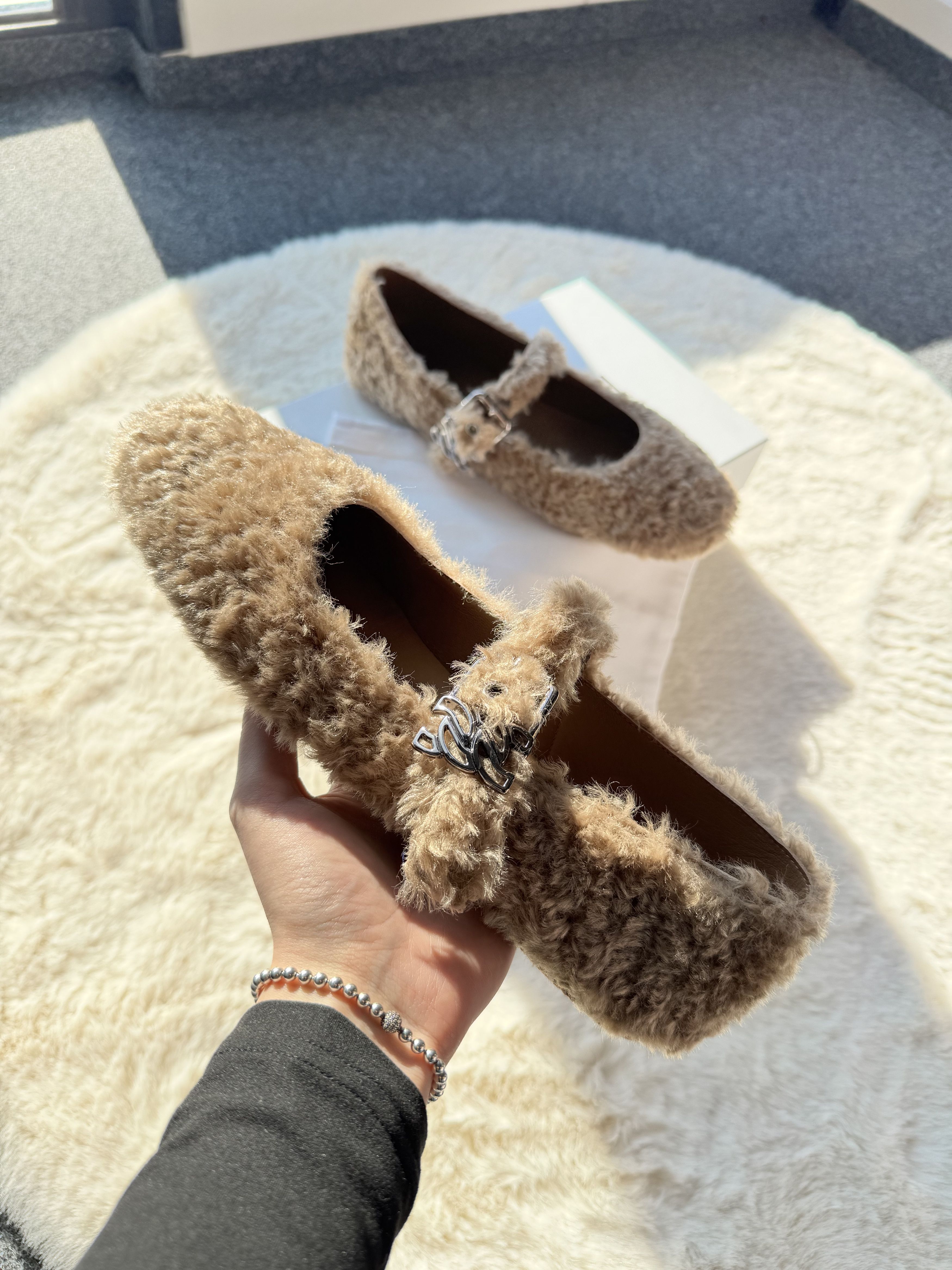 Casedei Moschino Valsenales - Fur ballets flats caramello 40 Size US 9.5 / IT 39.5 - 5 Thumbnail