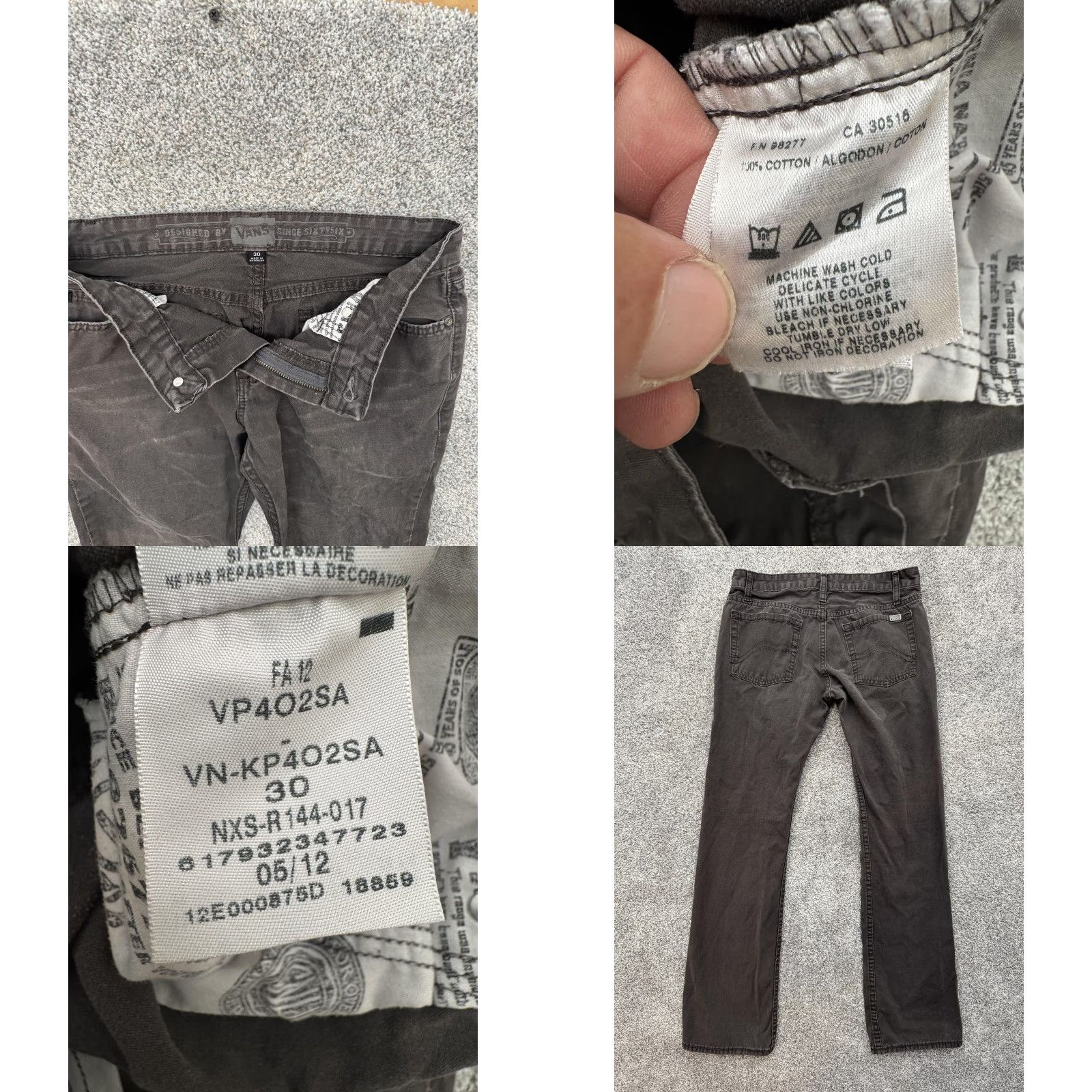 Vans VANS Jeans 30 Straight Leg Skater Streetwear Grunge Retro Y2K Alt Distressed Mens Denim Straight 30 Gray Zip 28in Inseam Size US 30 / EU 46 - 8 Thumbnail