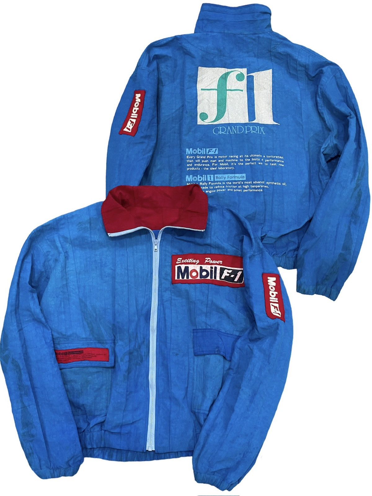 Vintage Vintage Mobil Formula 1 Racing Team Nylon Bomber Jacket Size US XL / EU 56 / 4 - 1 Thumbnail
