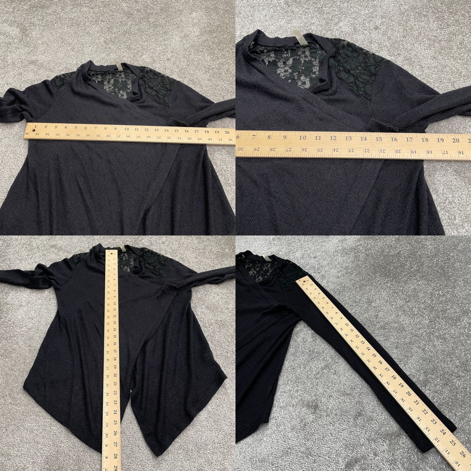 Vintage Banana Lemon Cardigan Sweater Womens Small Black Lace Open Wrap V-Neck Casual Stretch Knit Size S / US 4 / IT 40 - 8 Thumbnail