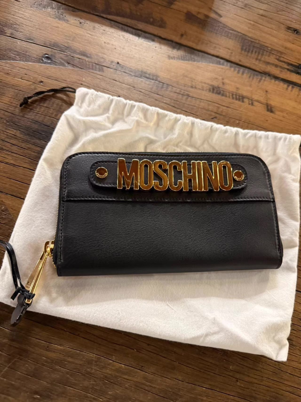 Moschino MOSCHINO 15SS Black Gold Logo Zipper Wallet Ｑ25 Size ONE SIZE - 7 Thumbnail
