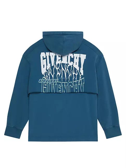 Givenchy o1mle0125 Double Layered Hoodie In Felpa in Blue Size US M / EU 48-50 / 2 - 3 Thumbnail