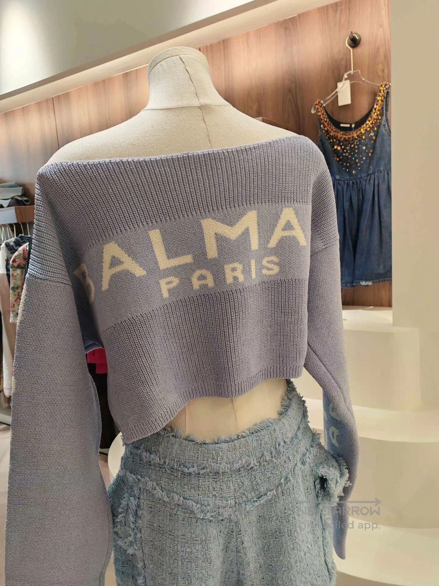 Balmain Balmain Gray Knit Off-Shoulder Top. Size S / US 4 / IT 40 - 3 Thumbnail
