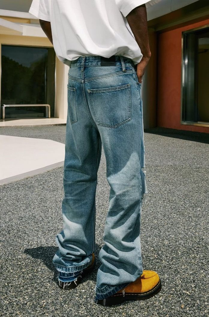 Vintage washed ripped bootcut jeans