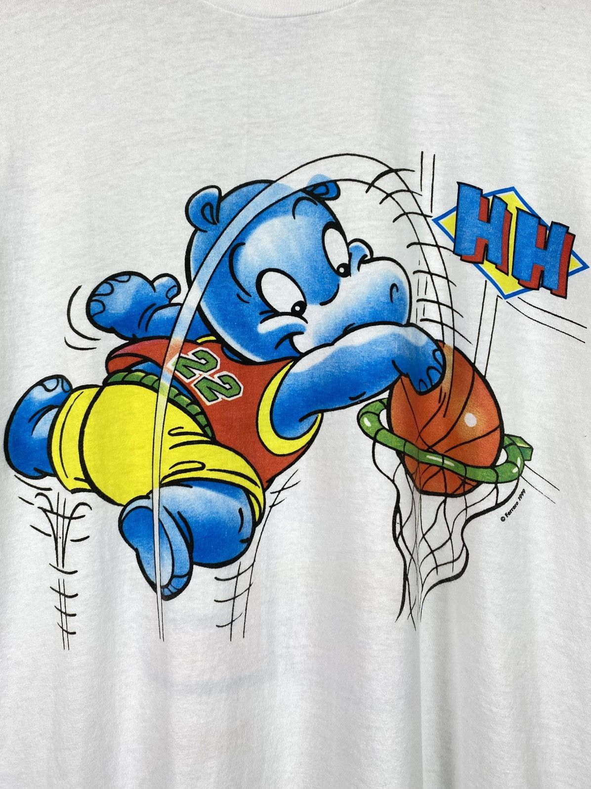 Vintage Vintage Happy Hippo Ferrero 1999 Art T-Shirt Hanes White Top Size US XL / EU 56 / 4 - 3 Thumbnail