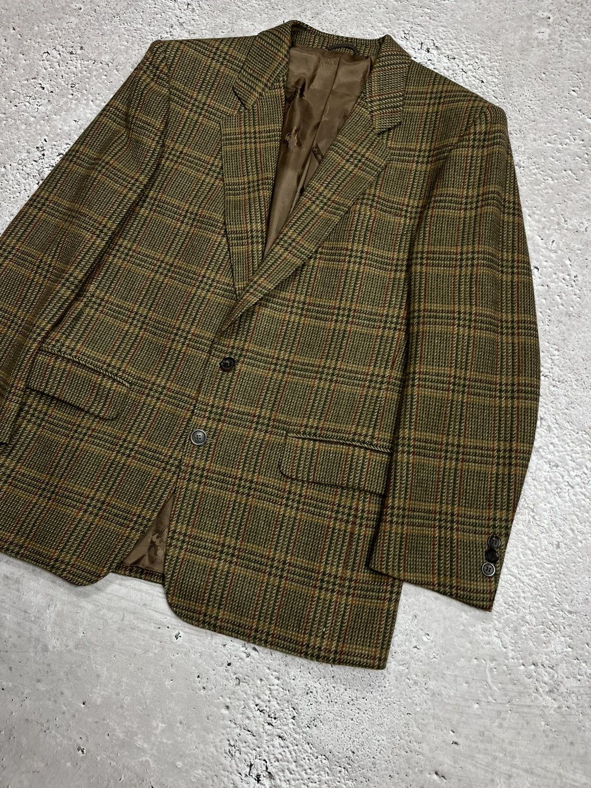 Bogner Bogner Wool Plaid Blazer Jacket Brown Green Check Size 48 Size 38R - 2 Thumbnail