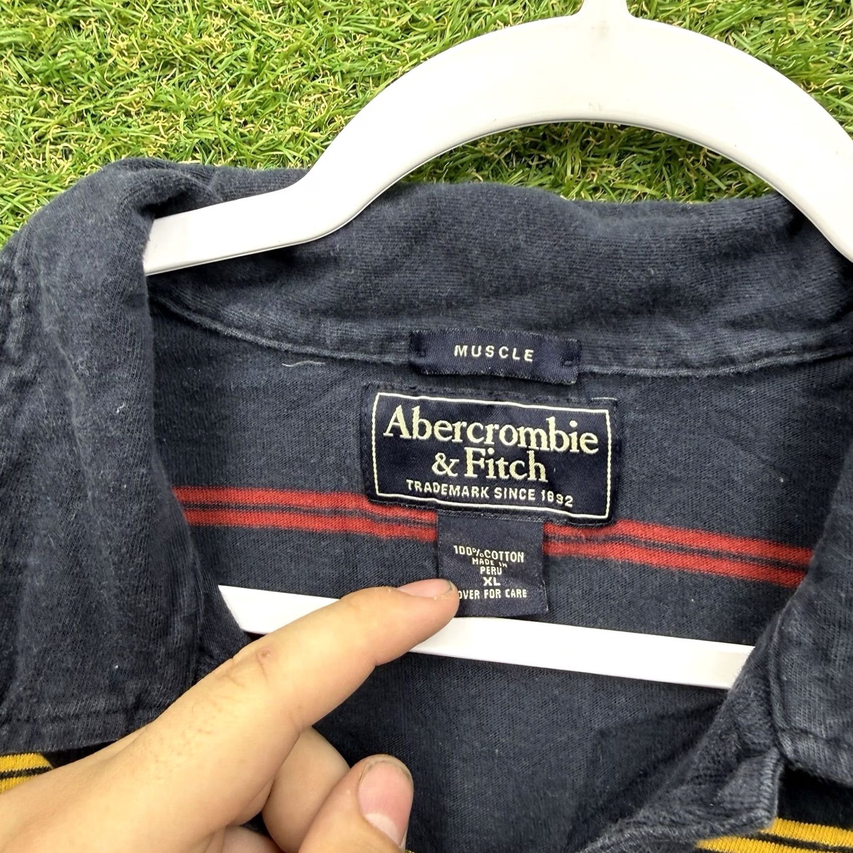 Abercrombie & Fitch Abercrombie & Fitch Rugby Polo Shirt Mens XL Striped ANF 9 Patch Pullover Blue 100% Cotton College, Preppy, Sports Mens XL Polo Size US XL / EU 56 / 4 - 6 Thumbnail