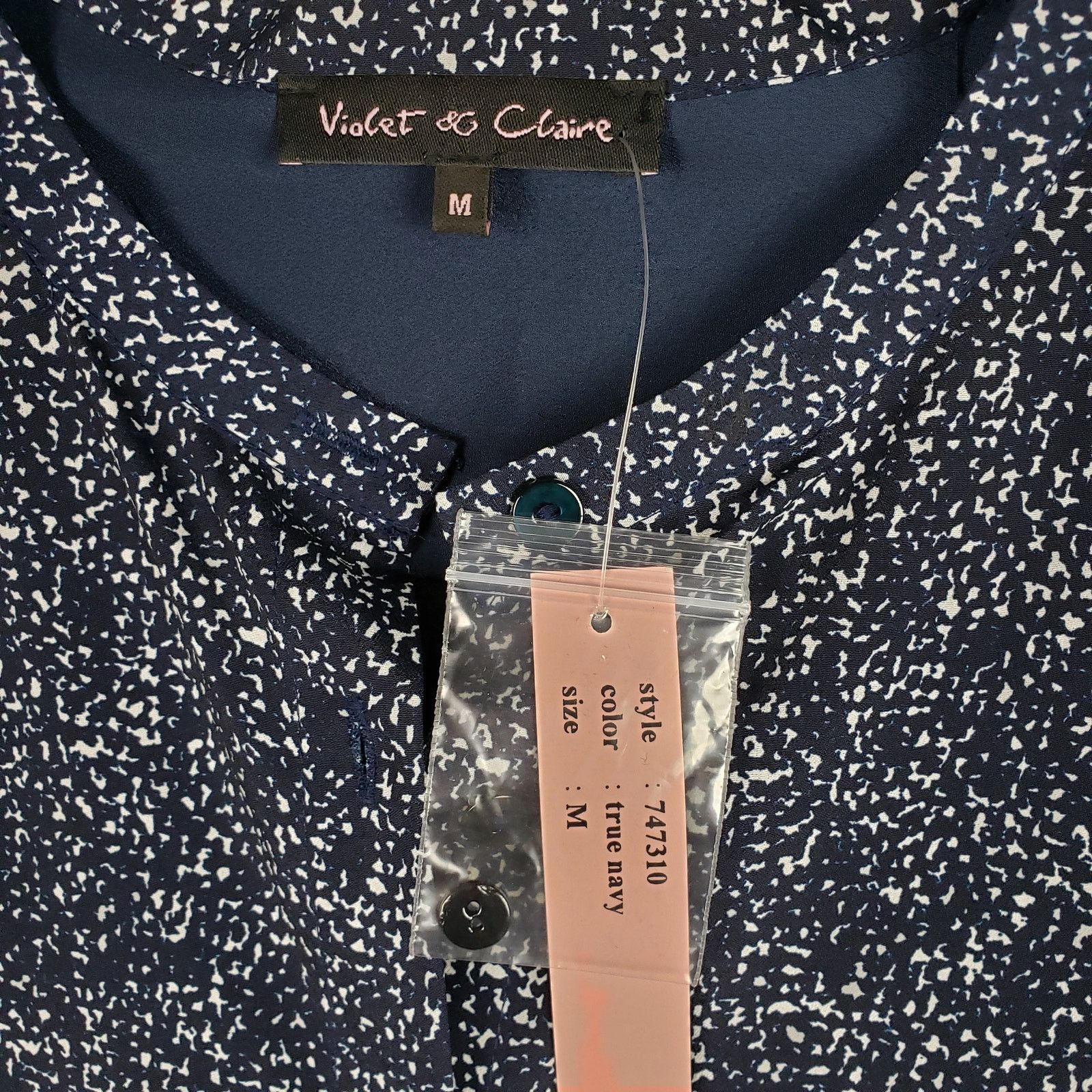 Other NWT Violet & Claire Navy Blue Speckled Silky Blouse Medium Size M / US 6-8 / IT 42-44 - 7 Thumbnail