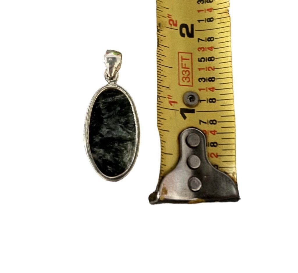 Other GREEN SERAPHINITE NATURAL GEMSTONE 925 SS PENDANT 1.7" Size ONE SIZE - 5 Thumbnail