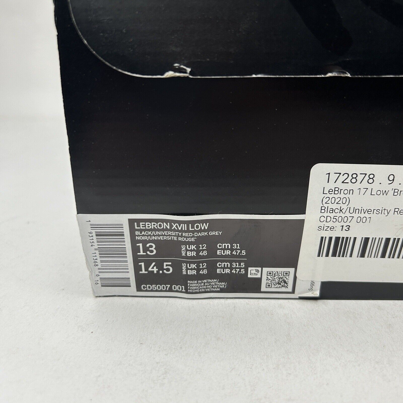 Nike Nike Lebron 17 XVII Low “Bred/Black Red” 2023 Size US 13 / EU 46 - 5 Thumbnail