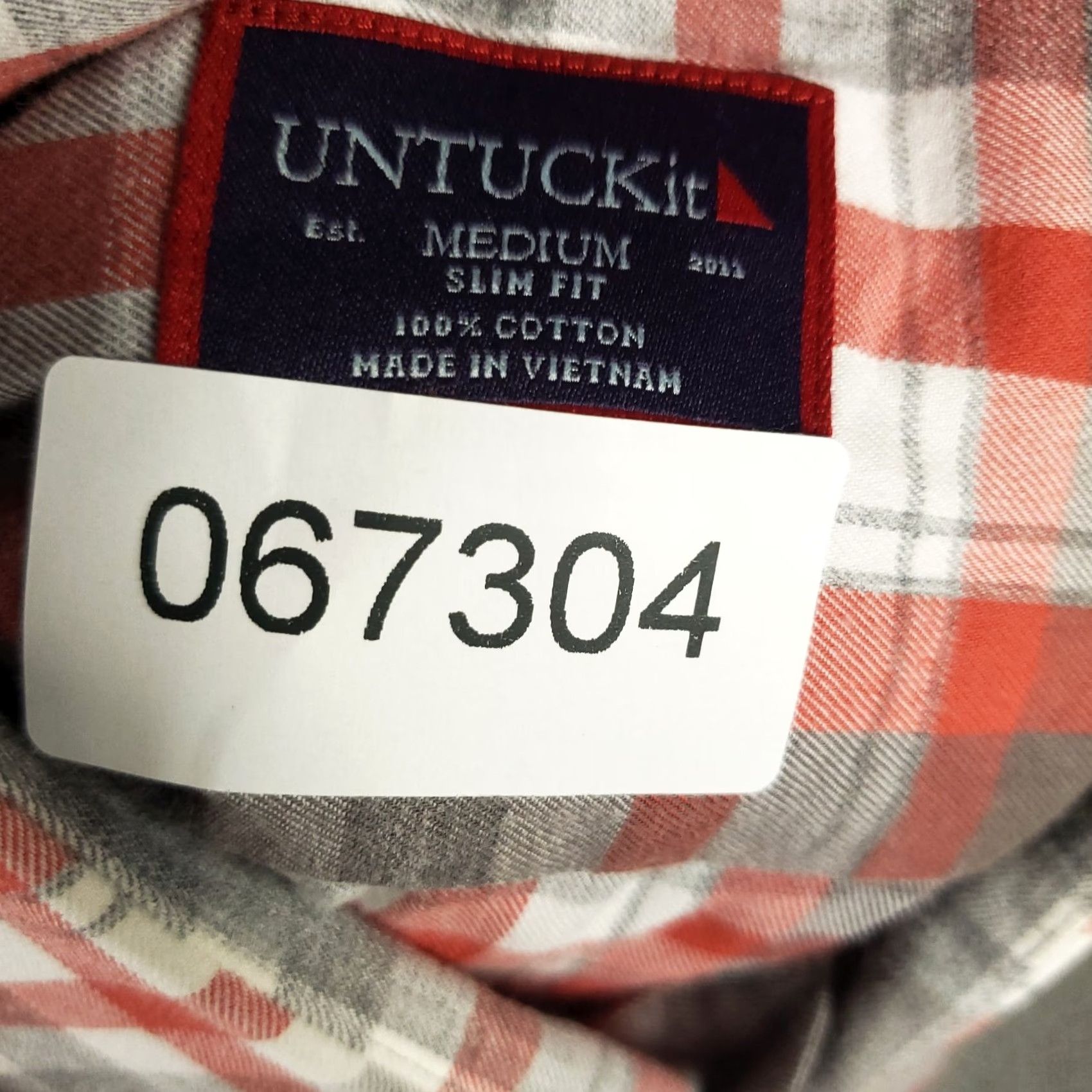 UNTUCKit UNTUCKit Shirt Mens M Gray Red/Rust Plaid Button-Up Long Sleeve Shirt Size US M / EU 48-50 / 2 - 7 Thumbnail