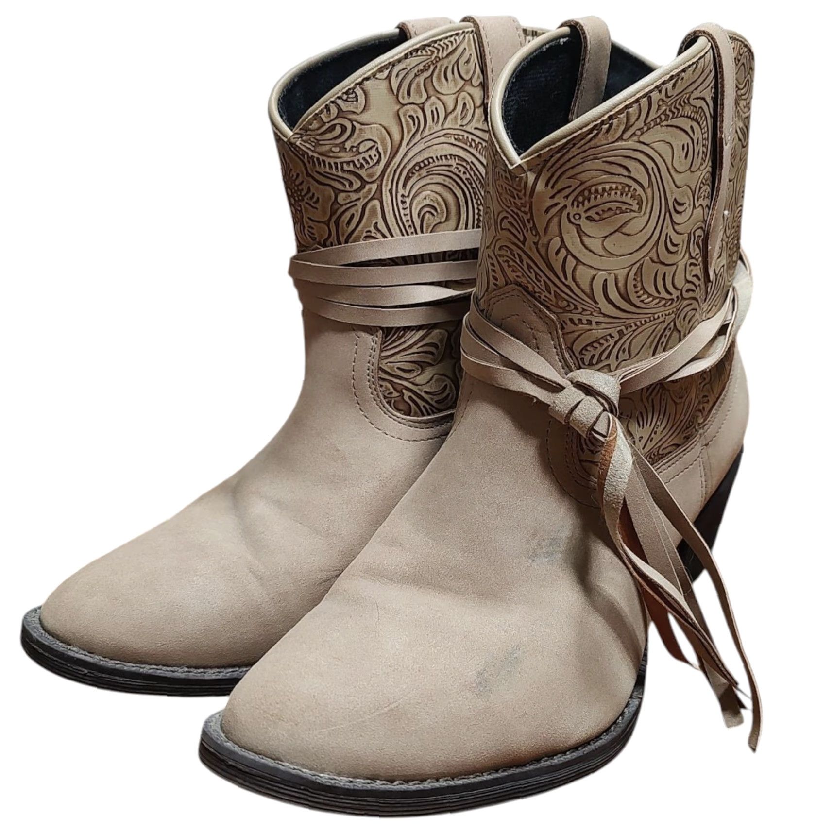 Vintage Dingo Valerie Paisley Round Toe Cowboy Boots Womens Beige Casual 8M DI8951 Size 8M Size US 8 / IT 38 - 3 Thumbnail