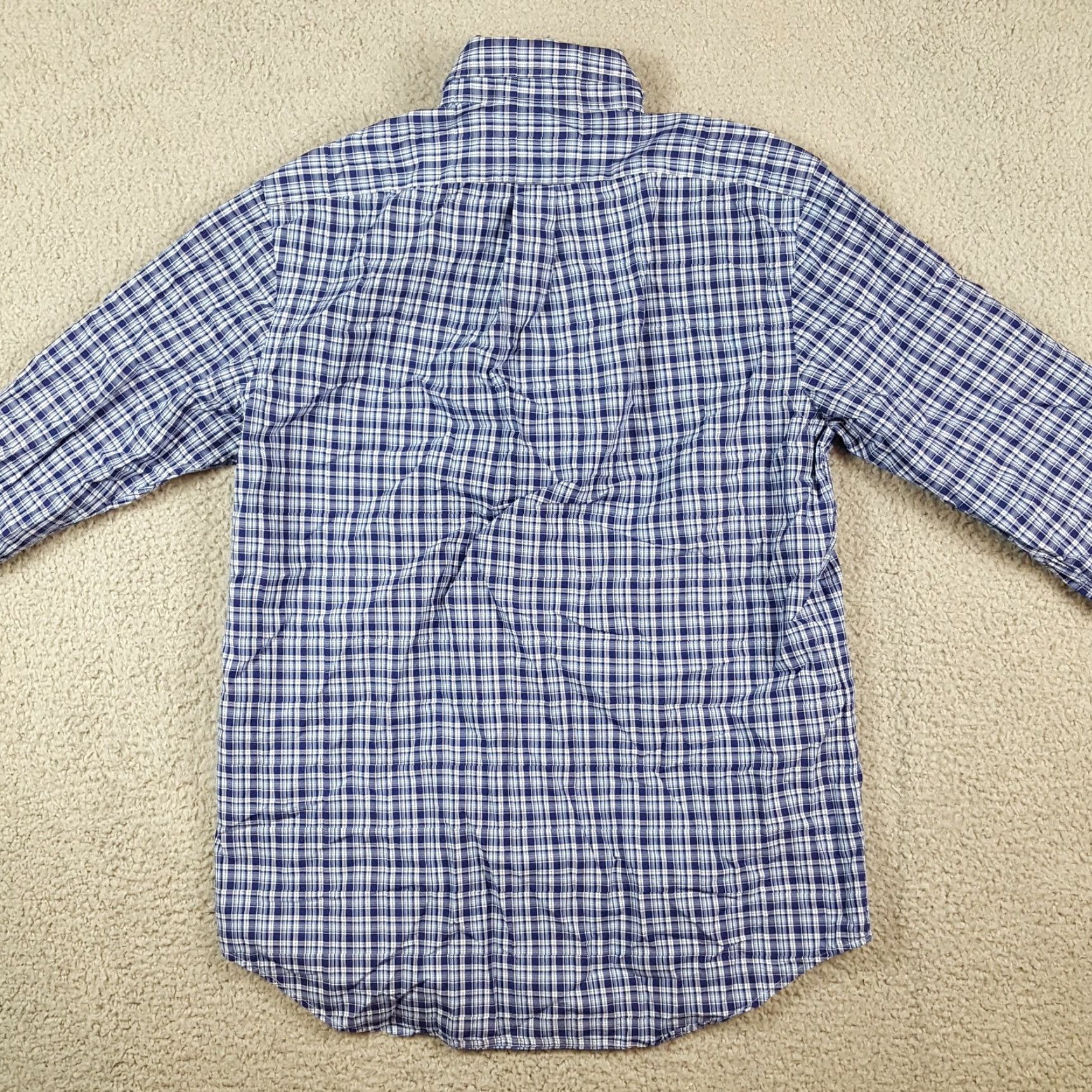 Ralph Lauren Vintage Ralph Lauren Men's Blue Plaid Button-Down Shirt 90s Preppy Cotton Dress Shirt Size Medium Size 40R - 6 Thumbnail