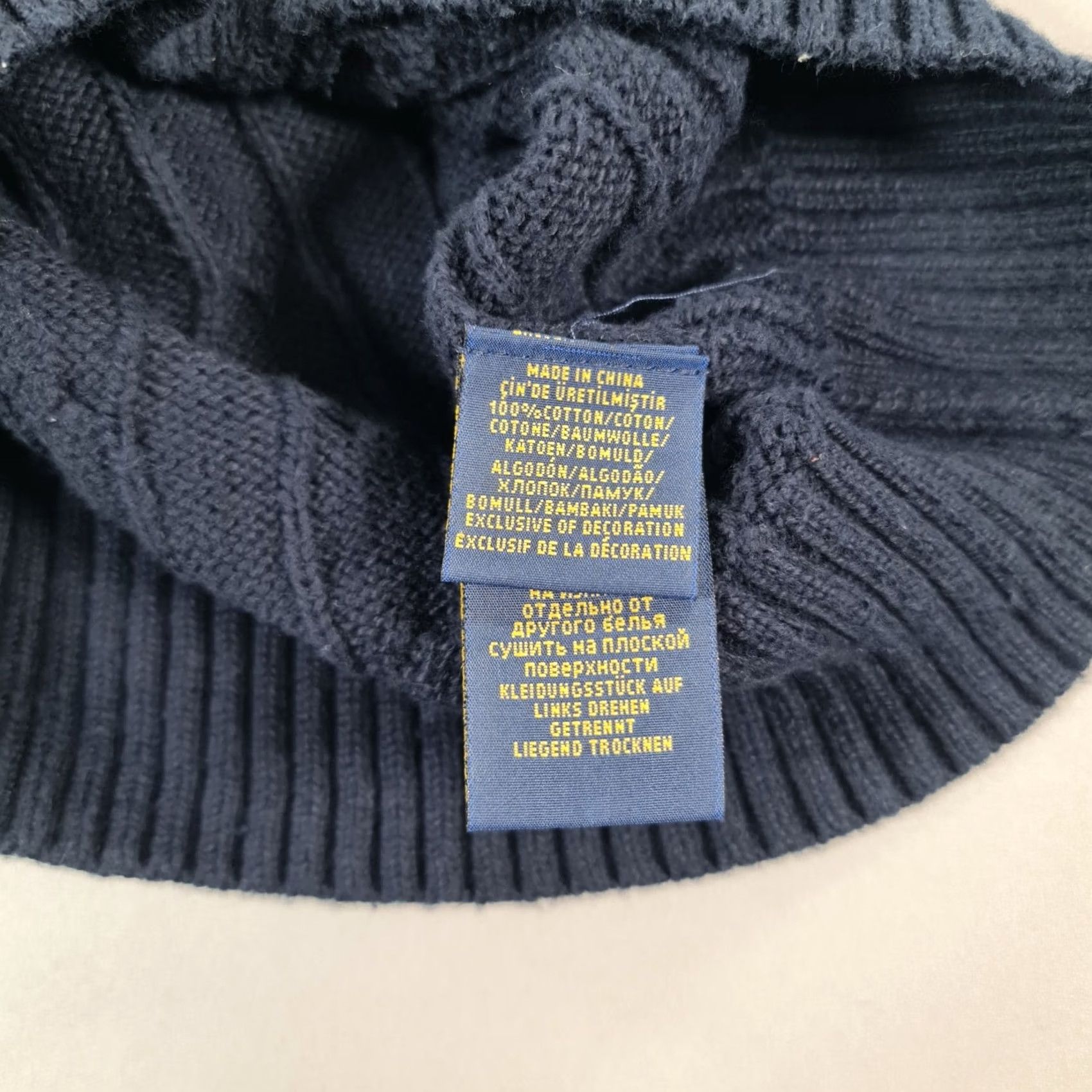 Polo Ralph Lauren Polo Ralph Lauren Jumper Mens Cable-Knit Navy Blue Medium Cotton Pullover Size US L / EU 52-54 / 3 - 6 Thumbnail