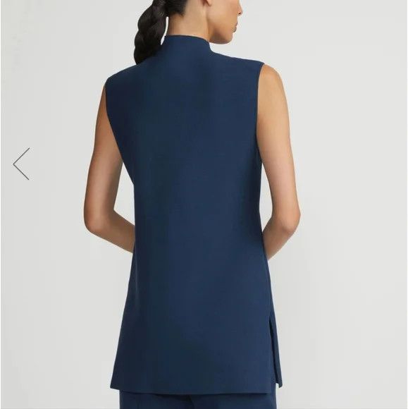 Lafayette 148 LAFAYETTE 148 Responsible Matte Crepe Mockneck Tunic-Lido Bl Size L / US 10 / IT 46 - 8 Thumbnail