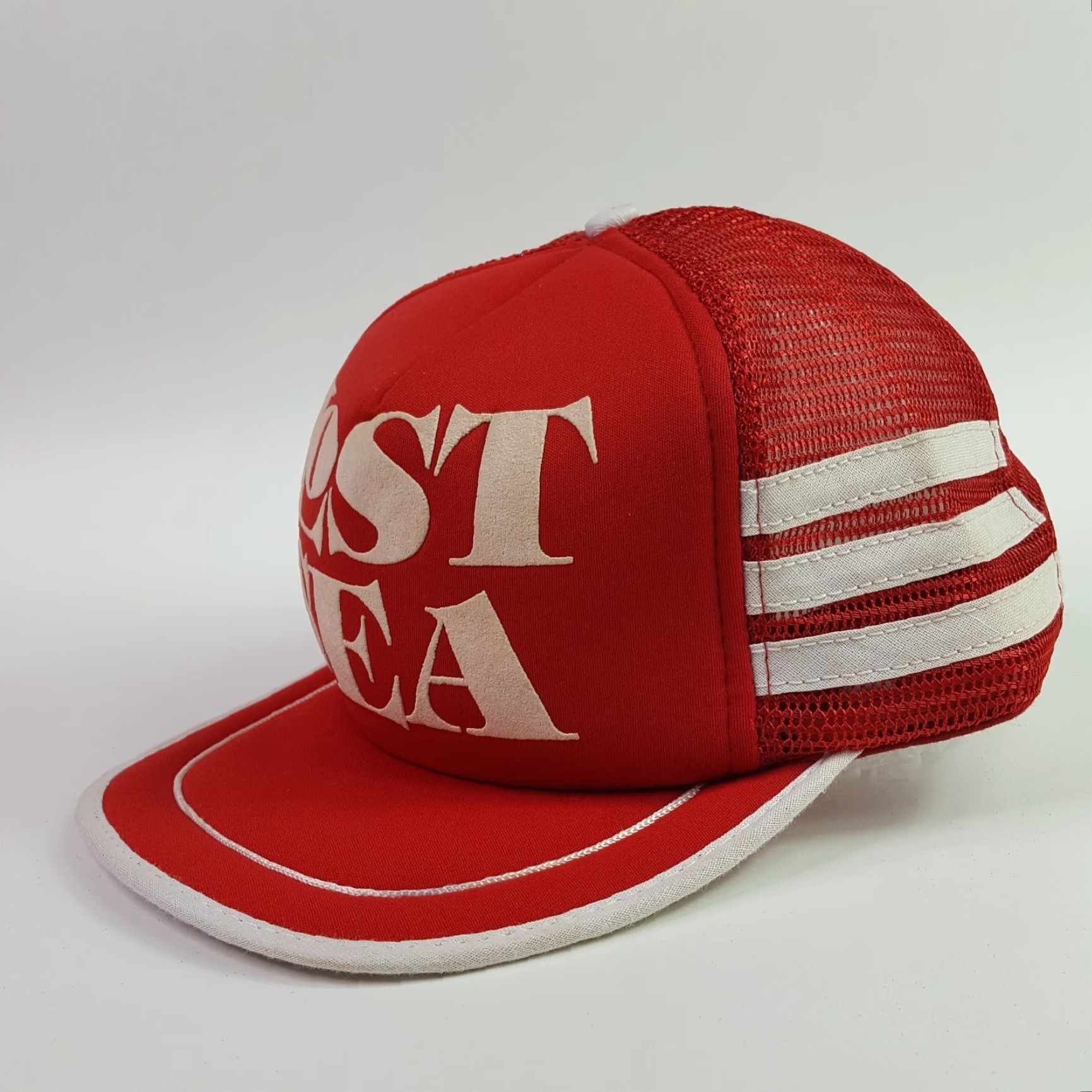 Vintage Vintage Lost Sea 3 Stripe Puff Print Trucker Hat Snapback Adjustable Foam Cap Size ONE SIZE - 3 Thumbnail