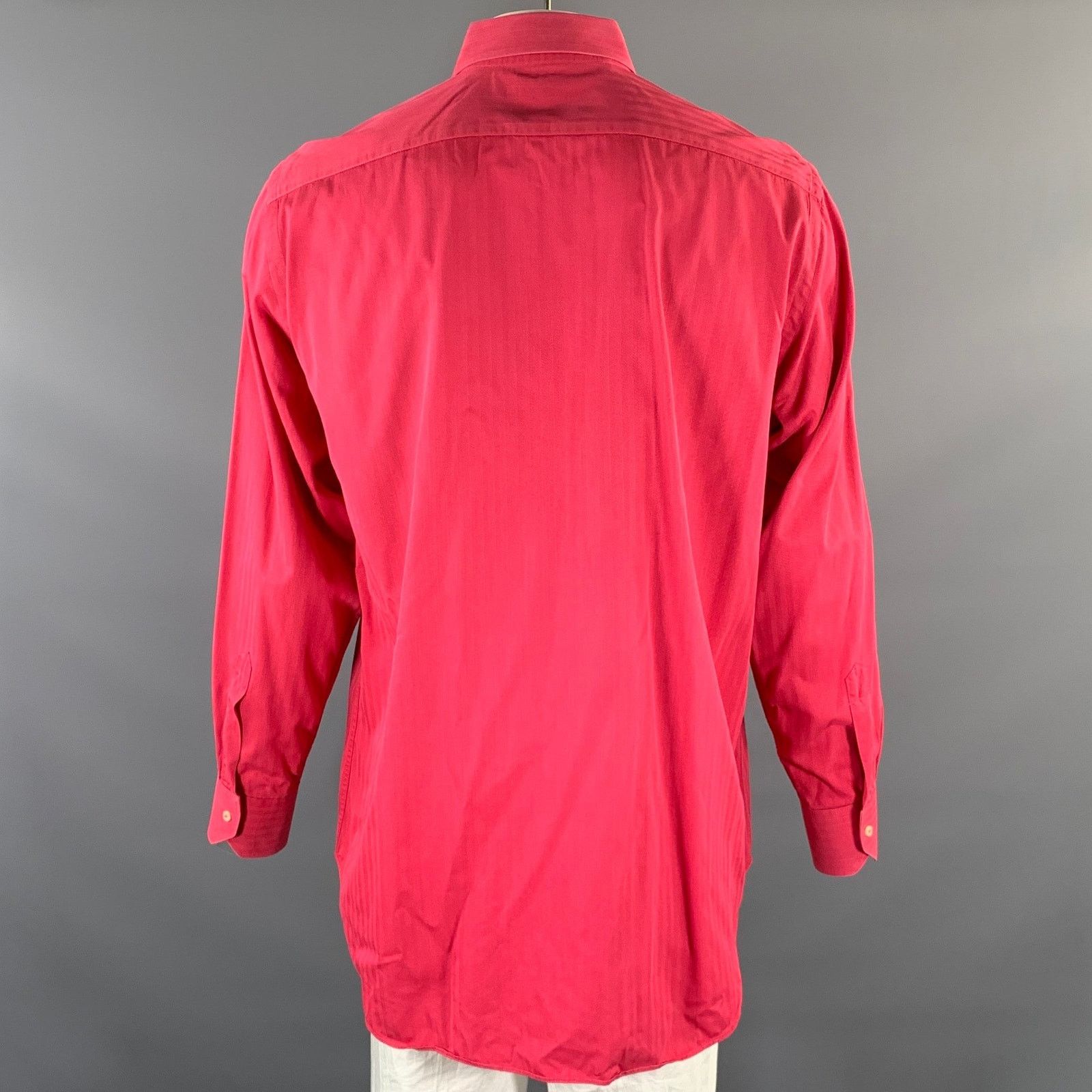 Etro ETRO XL Red Magenta Herringbone Spread Collar Shirt Size US XL / EU 56 / 4 - 4 Thumbnail