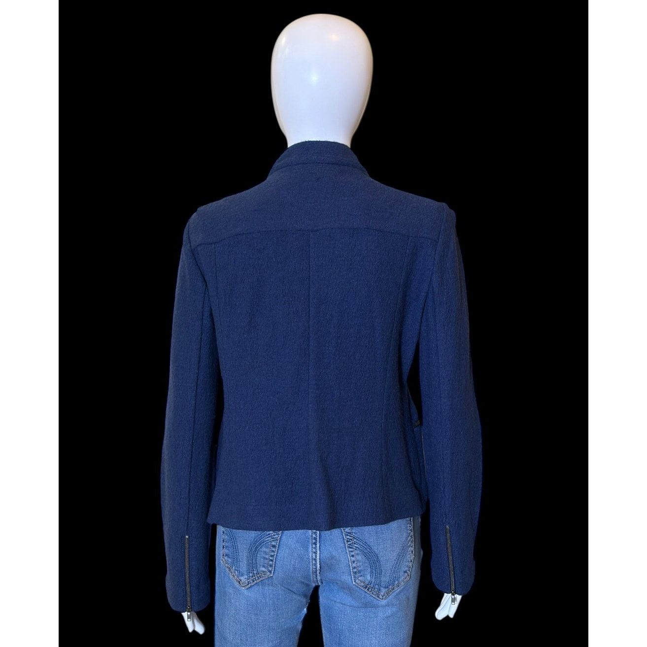 Talbots Talbots Coat Jacket Navy Blue Wool Blend Full Zip Pockets Size M / US 6-8 / IT 42-44 - 2 Thumbnail