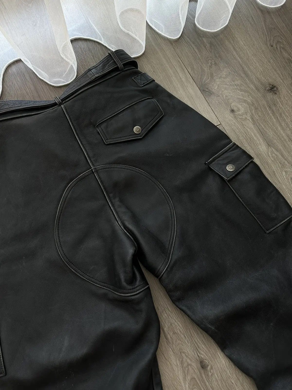 Genuine Leather × Vintage Vintage Genuine Leather Chicago Moto Cargo Black Pants Size US 34 / EU 50 - 16 Thumbnail
