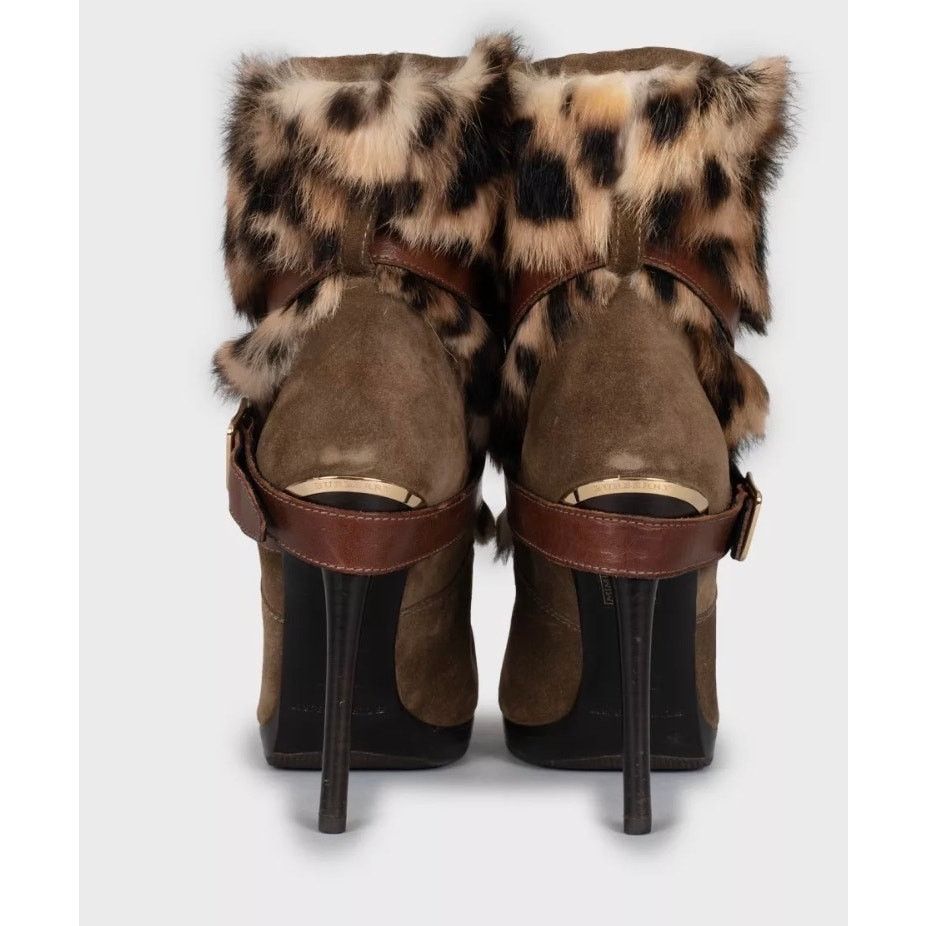Burberry Burberry Suede Fur Trim Stiletto Heels Ankle Boots Sz.38.5 Size US 8.5 / IT 38.5 - 4 Thumbnail