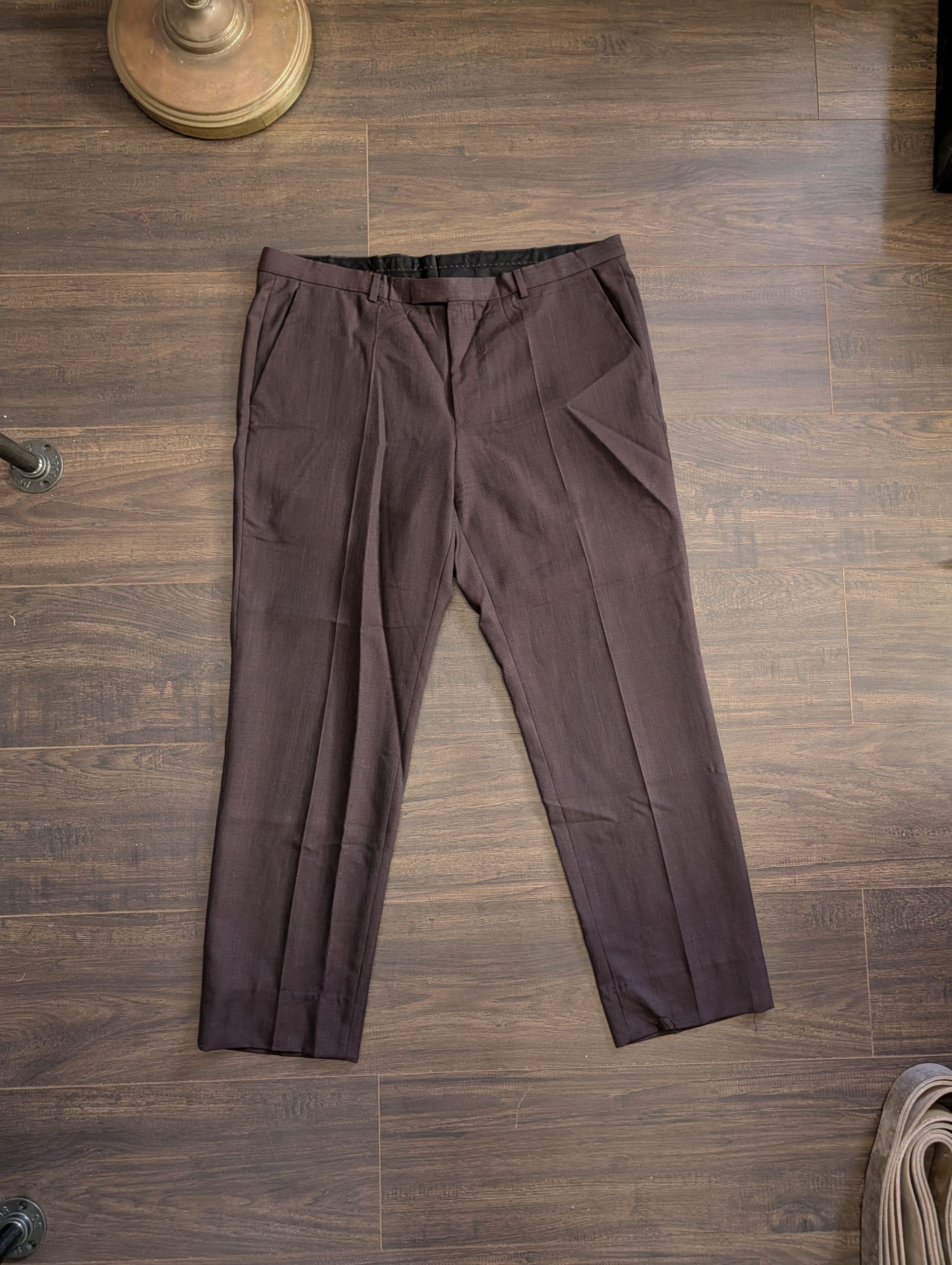 Hugo Boss Red/brown knit virgin wool pleated dress pants trousers Size US 36 / EU 52 - 1 Thumbnail