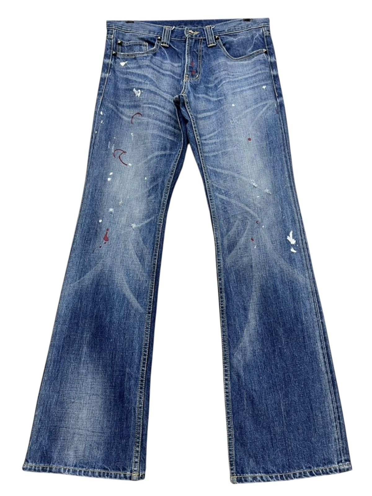 semanticdesign 🔥SEMANTIC DESIGN Paint Splatter Grunge Studded Flare Denim Size US 31 - 6 Thumbnail