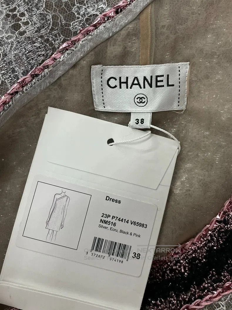 Chanel Chanel Silver Tweed Trim Lace Dress. Size M / US 6-8 / IT 42-44 - 5 Thumbnail