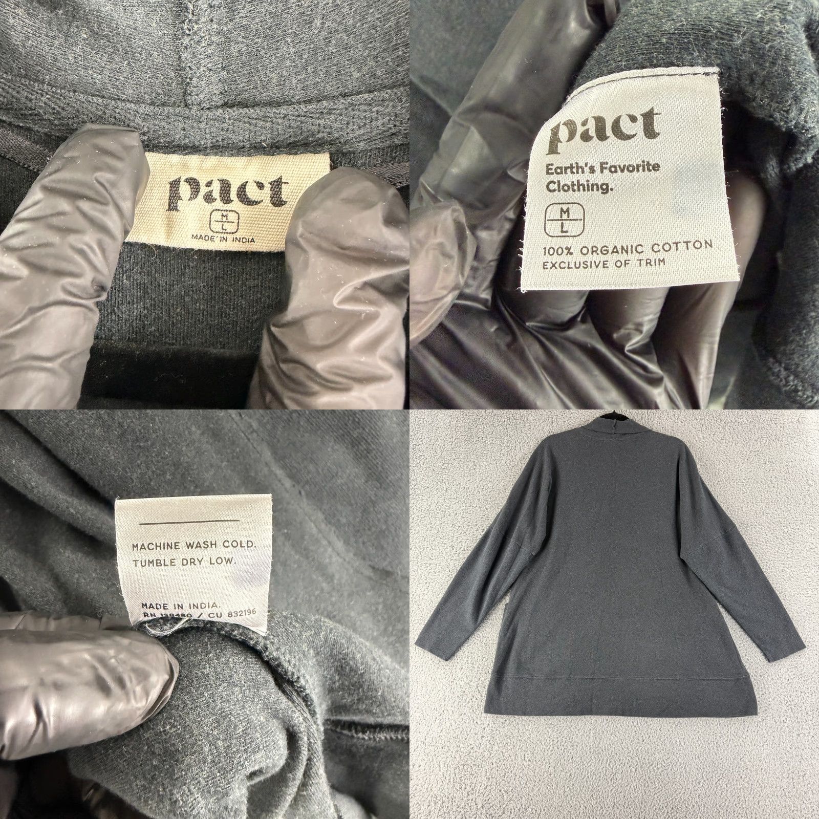 Vintage Pact Cardigan Sweater Womens M Gray 100% Cotton Long Sleeve Vintage? (No) -> Pact Cardigan Sweater Womens M Gray 100% Cotton Long Sleeve Size M / US 6-8 / IT 42-44 - 8 Thumbnail