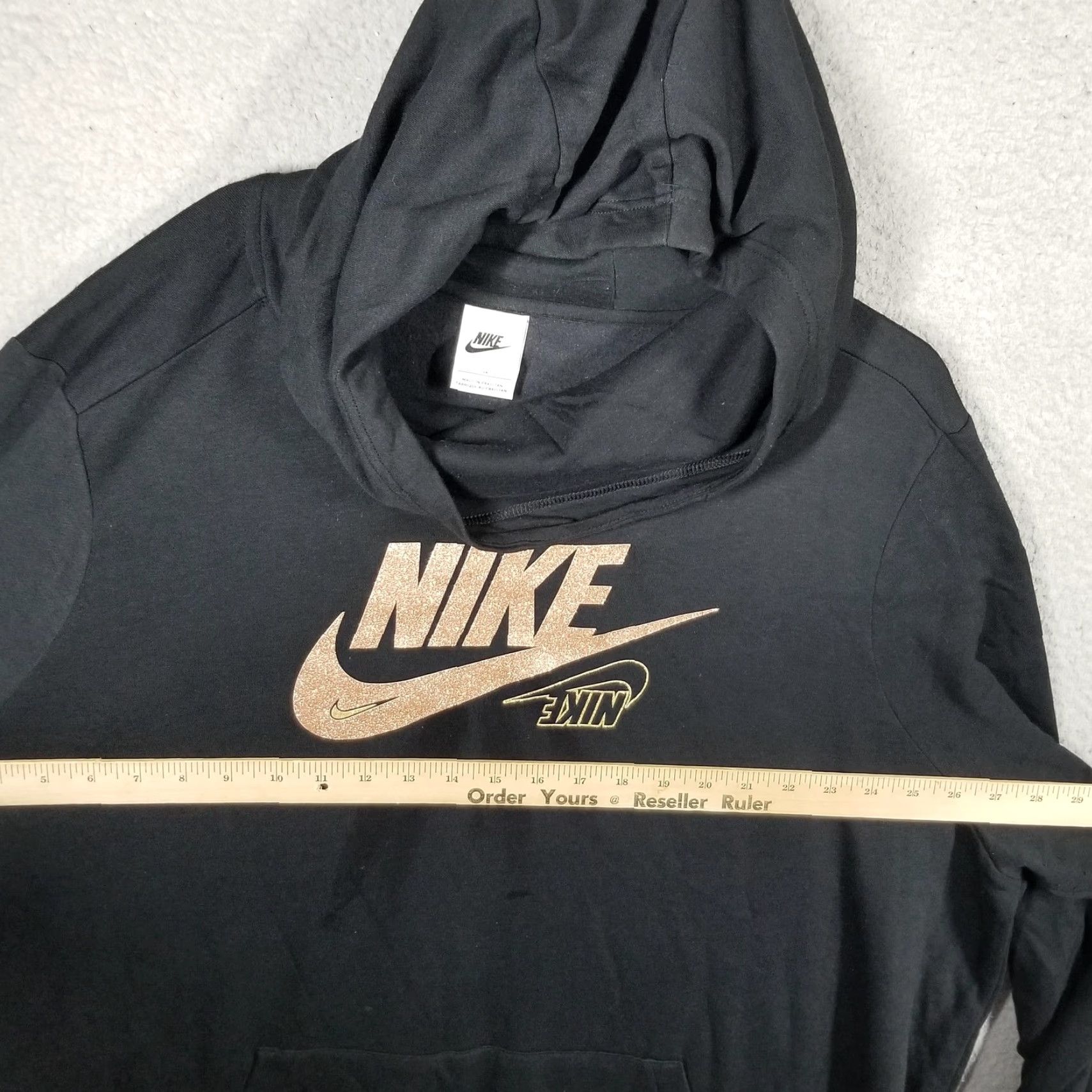 Nike Nike Hoodie Womens 3X Black Gold Glitter Logo Fleece Pullover Pocket DO6201-010 Size XXL / US 16-18 / IT 52-54 - 6 Thumbnail