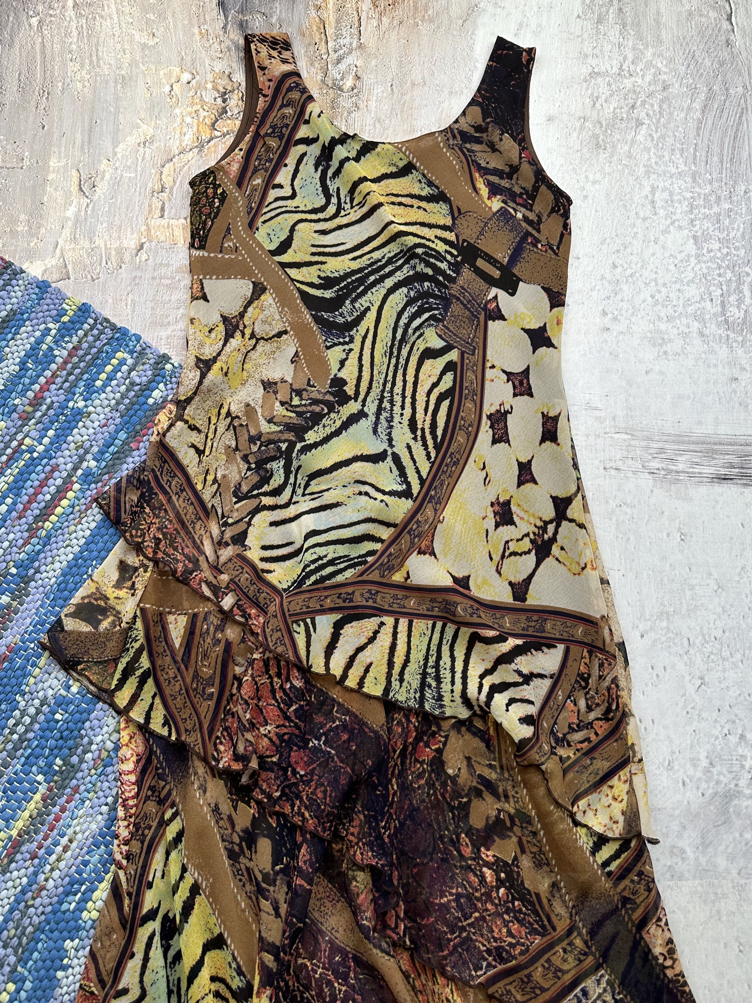 Japanese Brand Vintage Asymmetry Printed Dress A270(60) Size XS / US 0-2 / IT 36-38 - 6 Thumbnail