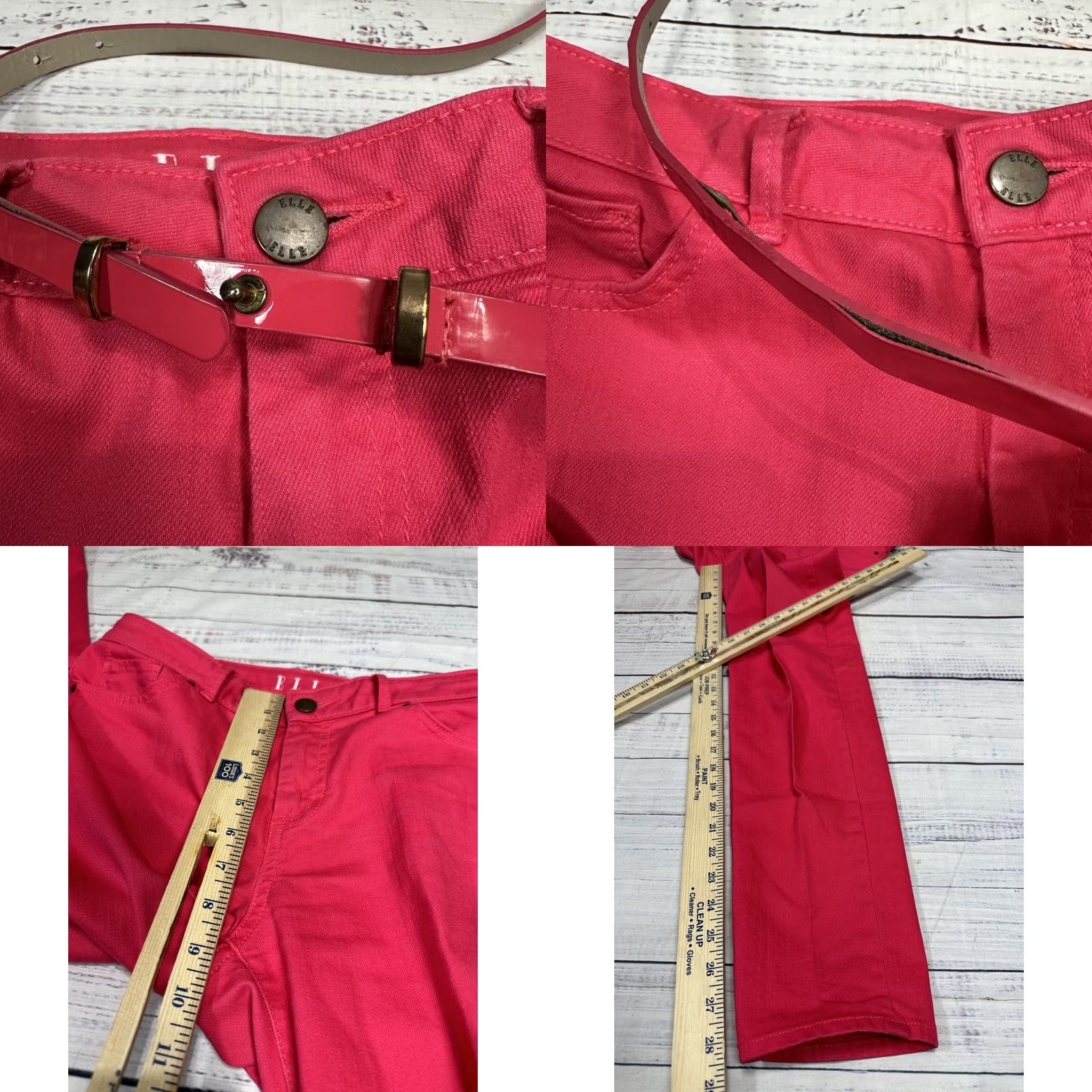 Vintage ELLE Pink Jeans Belted Cotton Straight Leg 4 Women's Pants Regular Size 4 Size 27" / US 4 / IT 40 - 8 Thumbnail