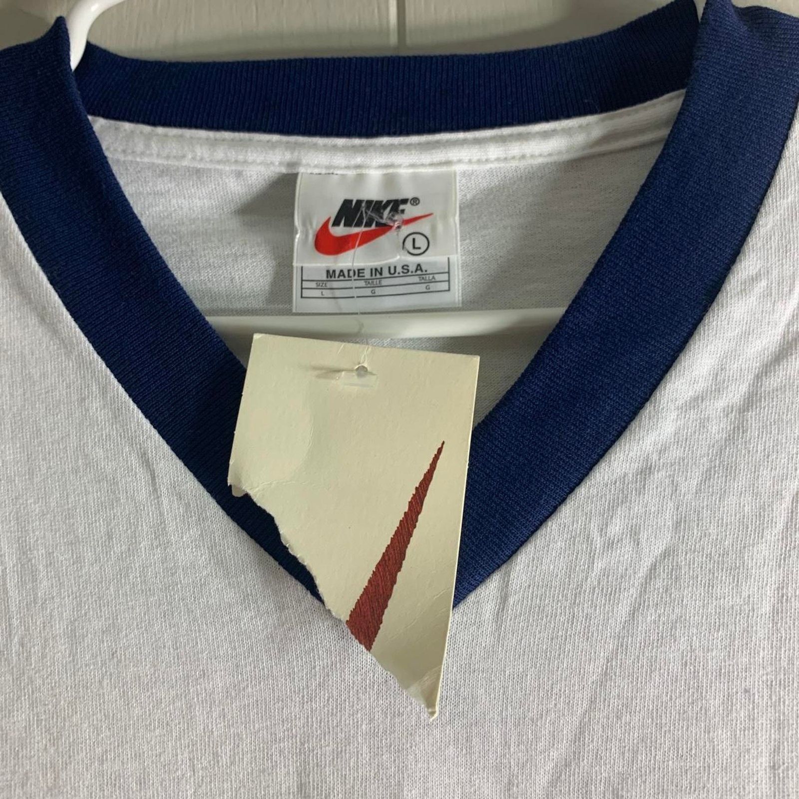 Nike vintage 90’s NIKE Center Swoosh Spell Out ringer tee shirt L Size US L / EU 52-54 / 3 - 4 Thumbnail
