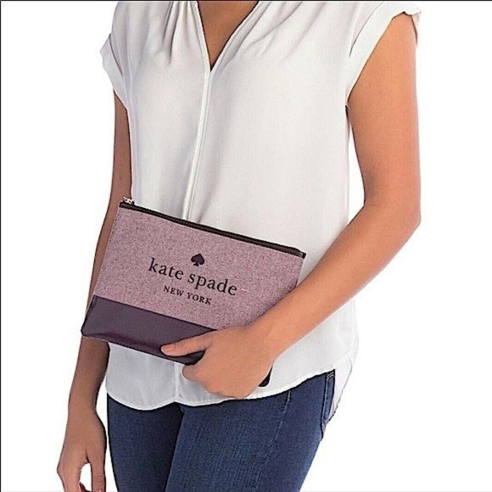 Kate Spade Kate Spade Maroon With Logo Canvas Pouch NWT Size ONE SIZE - 1 Thumbnail