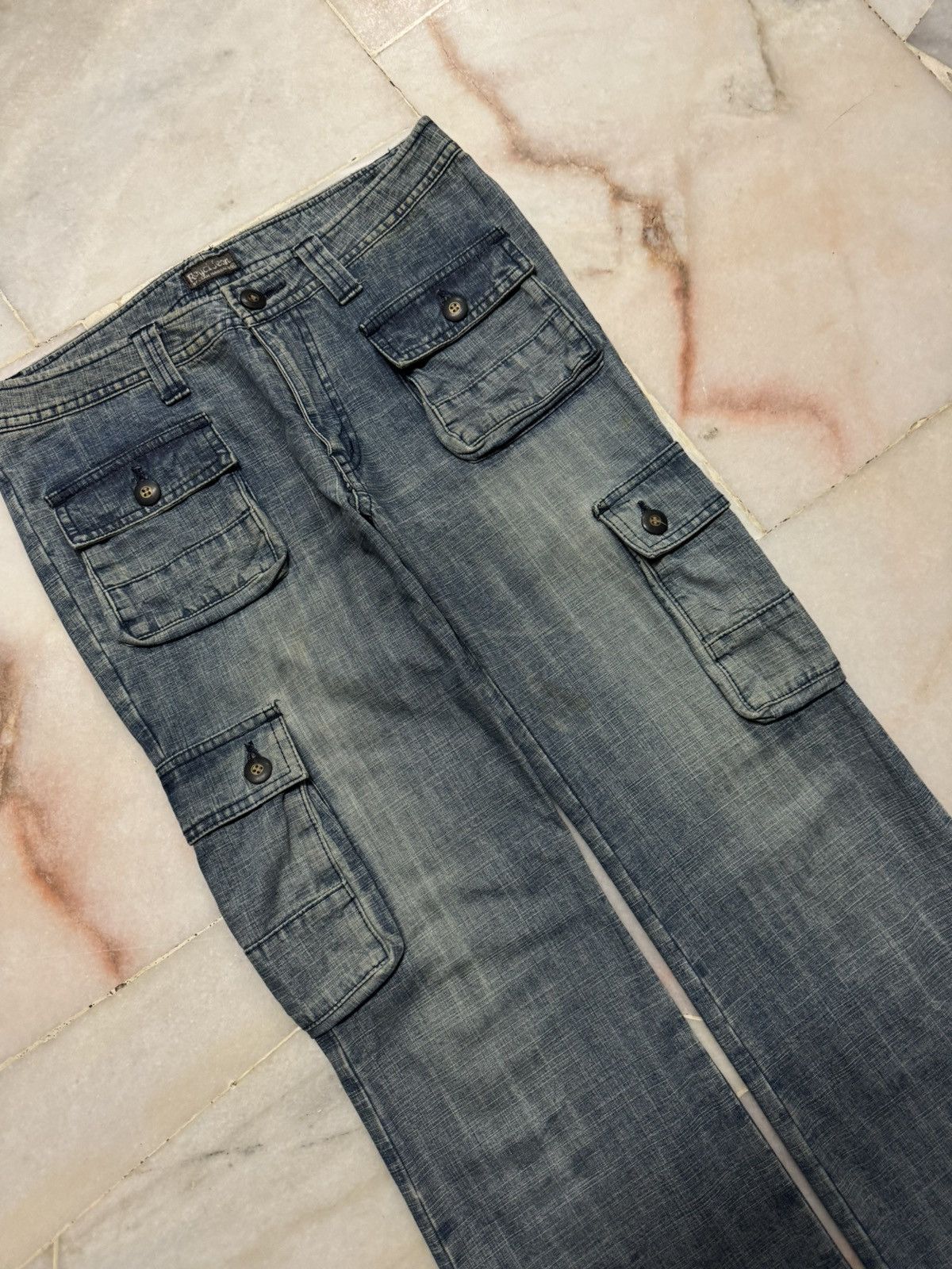 PPFM 💥FLARE💥90s JAPANESE RARE BUSHPANTS CARGO BELL BOTTOM JEANS Size US 29 - 6 Thumbnail