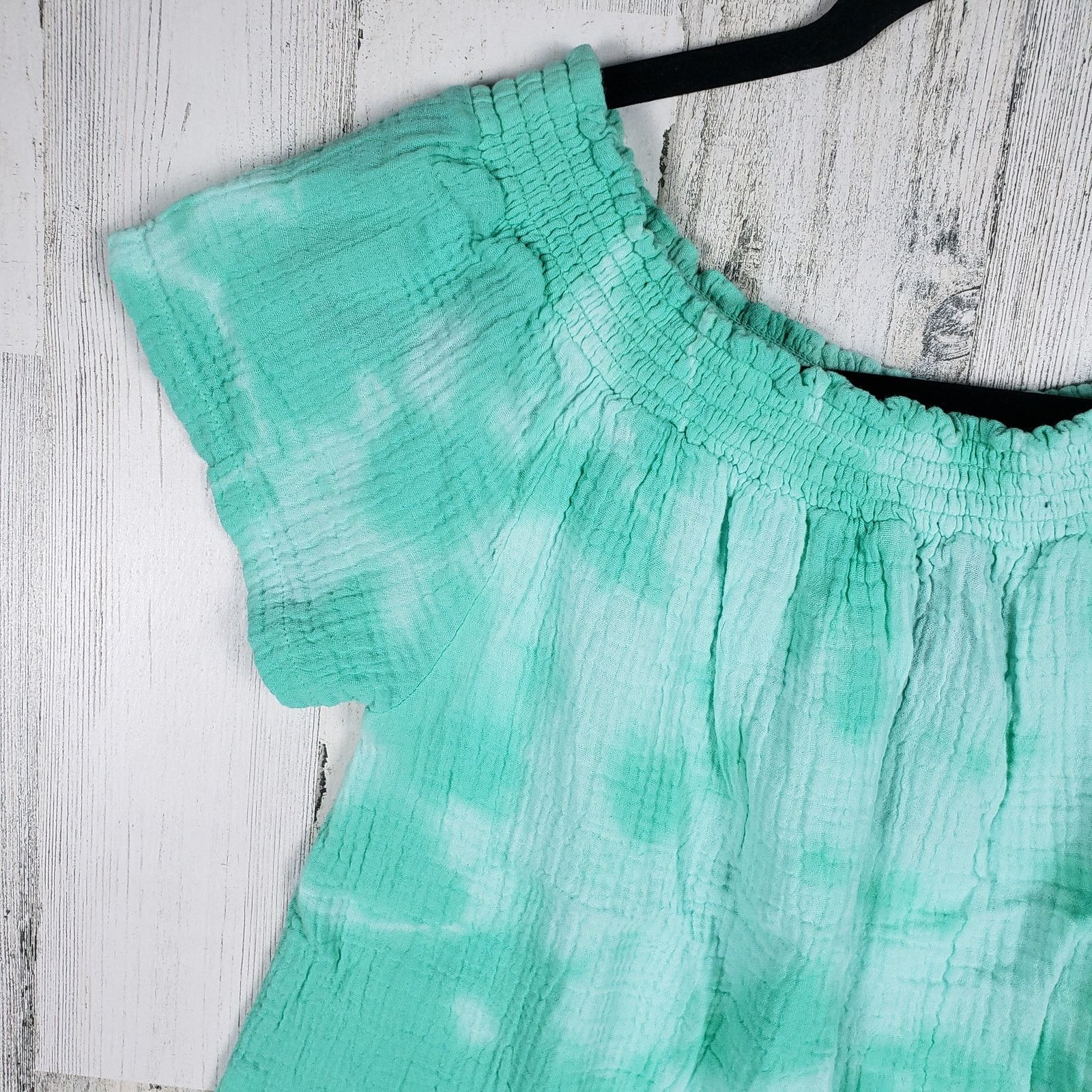 Other NWT Bobi Gathered Scoop Neck Blue Splatter Tie Dye Top Small Size S / US 4 / IT 40 - 4 Thumbnail