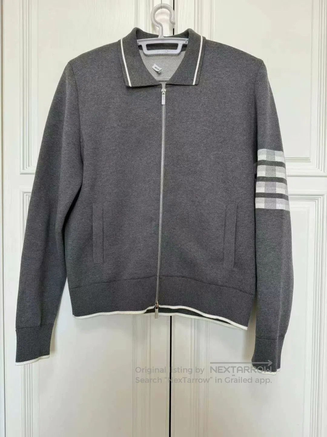 Thom Browne thom browne gray zip-up knitted cardigan. Size US L / EU 52-54 / 3 - 1 Thumbnail