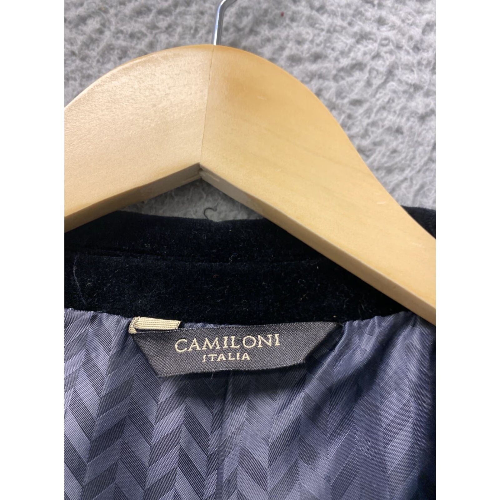 Velvet VINTAGE Camiloni Italia Men's Blazer Jacket 100% Cotton Velvet Black Regular Size 46R Sports Style Size 46R - 4 Thumbnail