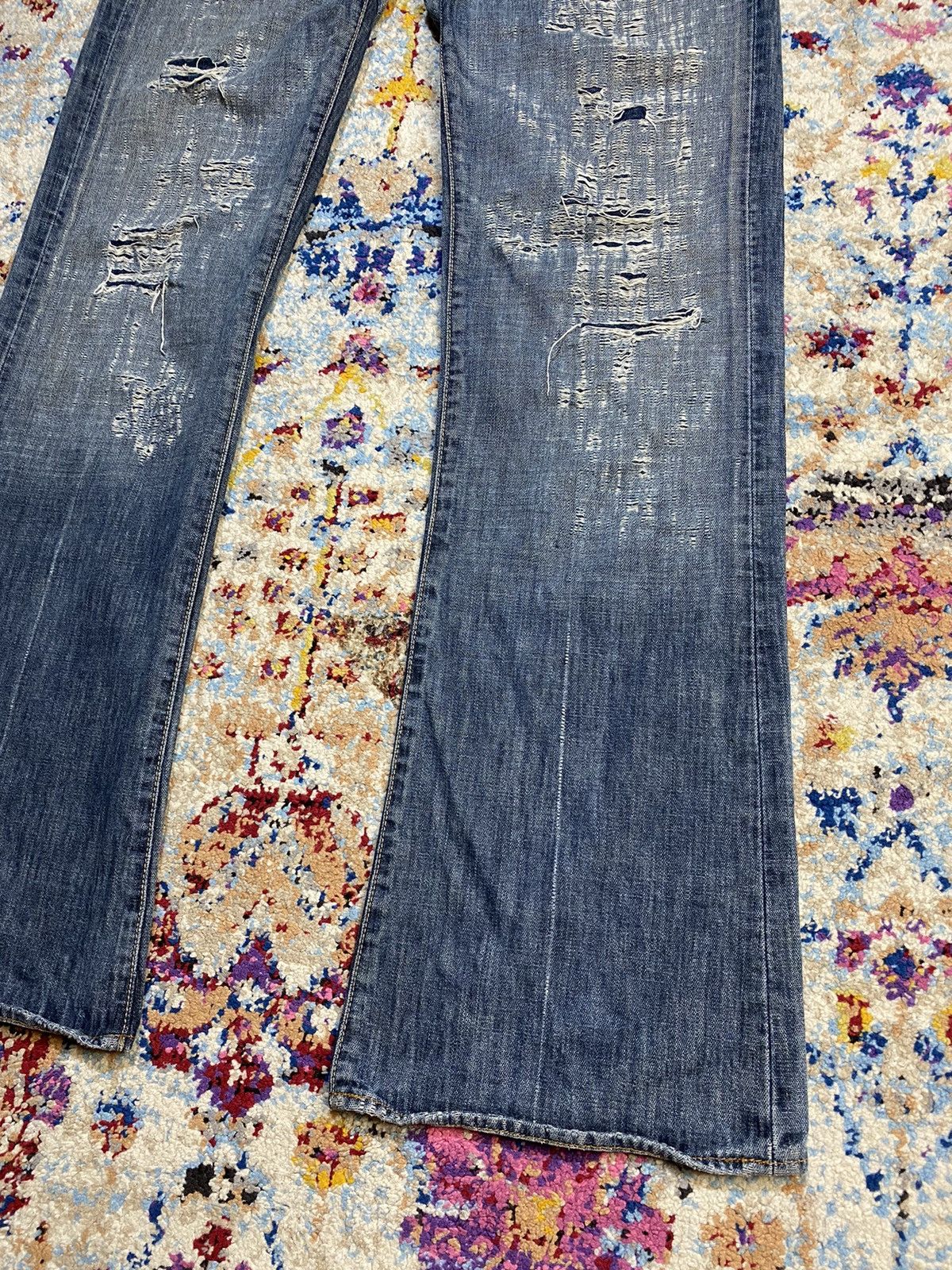 Other LA Denim Atelier Studs Ripped Flared Boot Cut Jeans Size US 30 / EU 46 - 11 Thumbnail