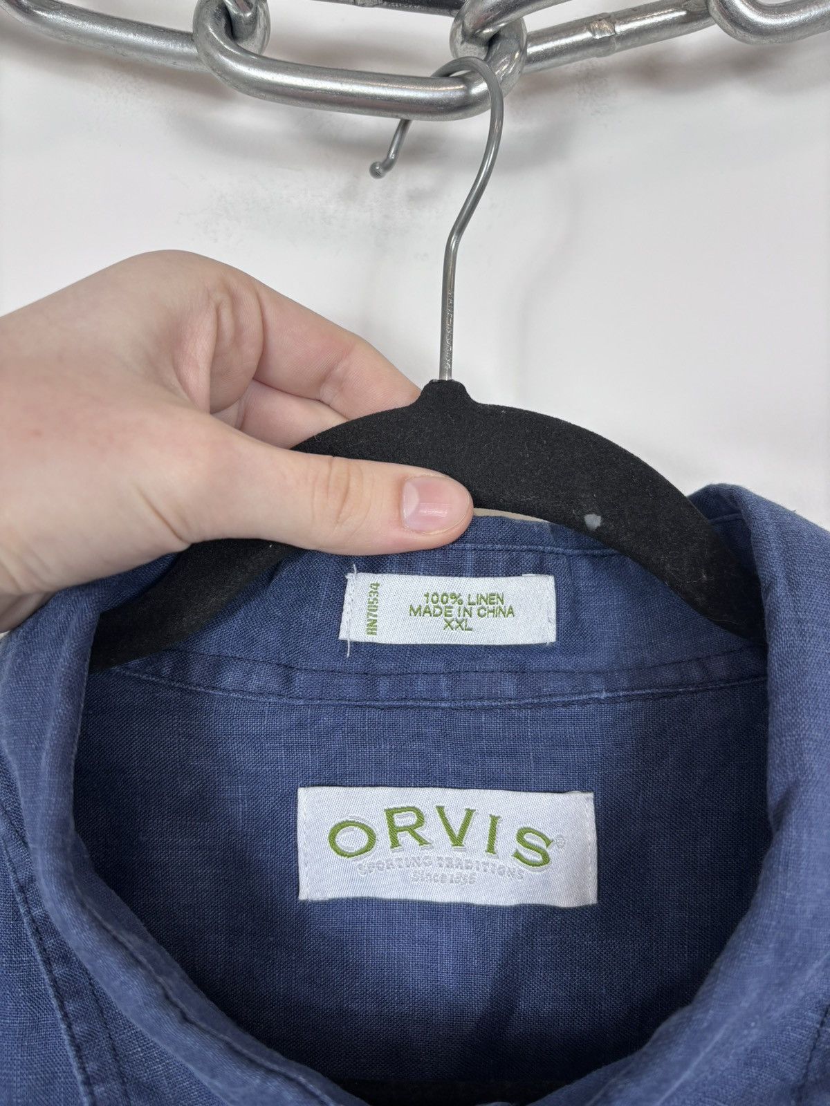 Orvis Vintage Orvis Bush Men’s Blue Linen Short Sleeve Shirt Size US XXL / EU 58 / 5 - 12 Thumbnail