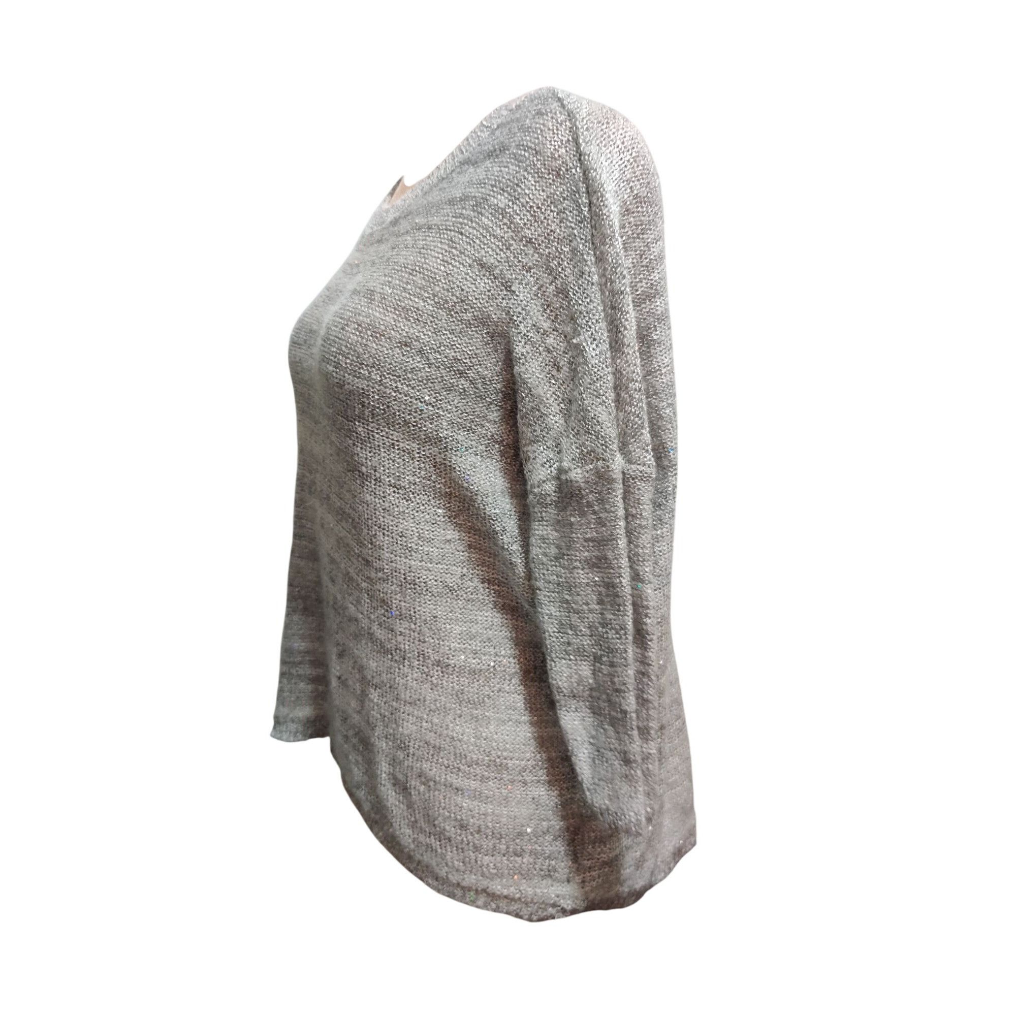 Other ANA XL Womens Sweater Silver Gray Knit Holographic Sequin Sc Size XL / US 12-14 / IT 48-50 - 14 Thumbnail